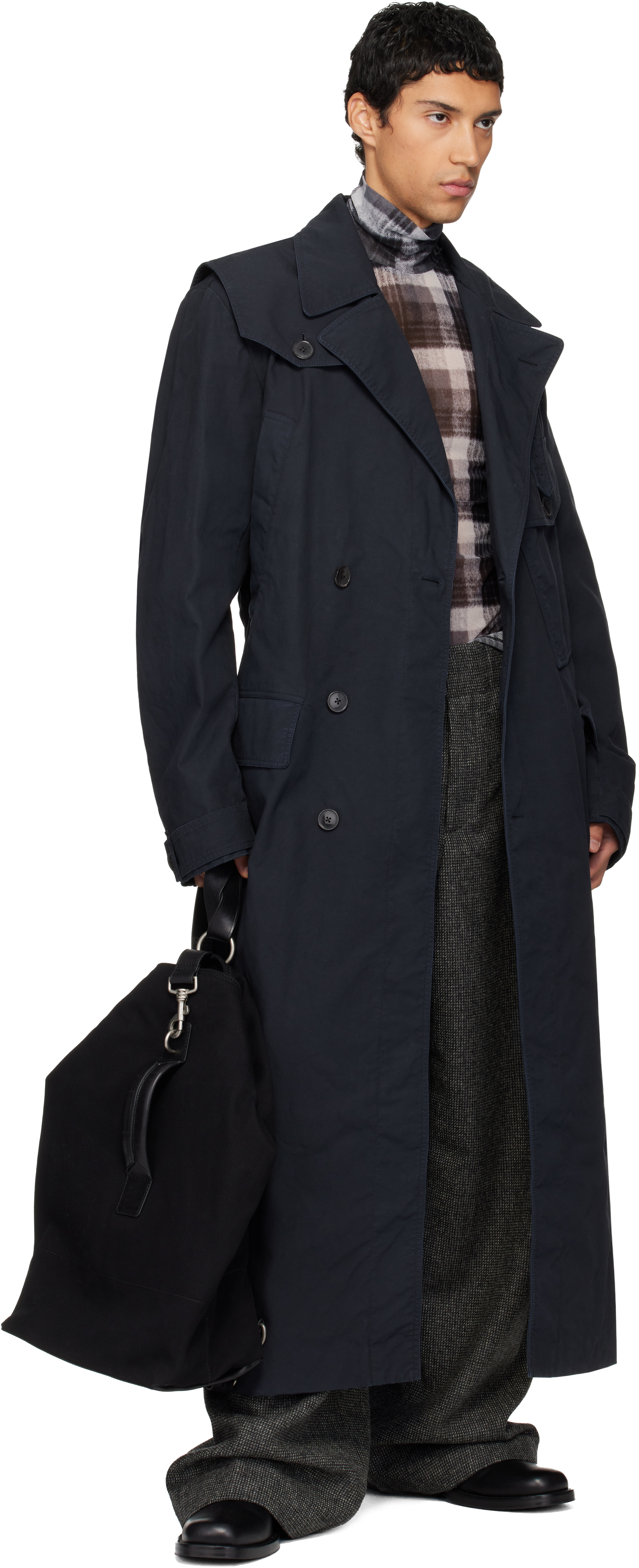 Dries Van Noten Black Adjustable Canvas Backpack In Black