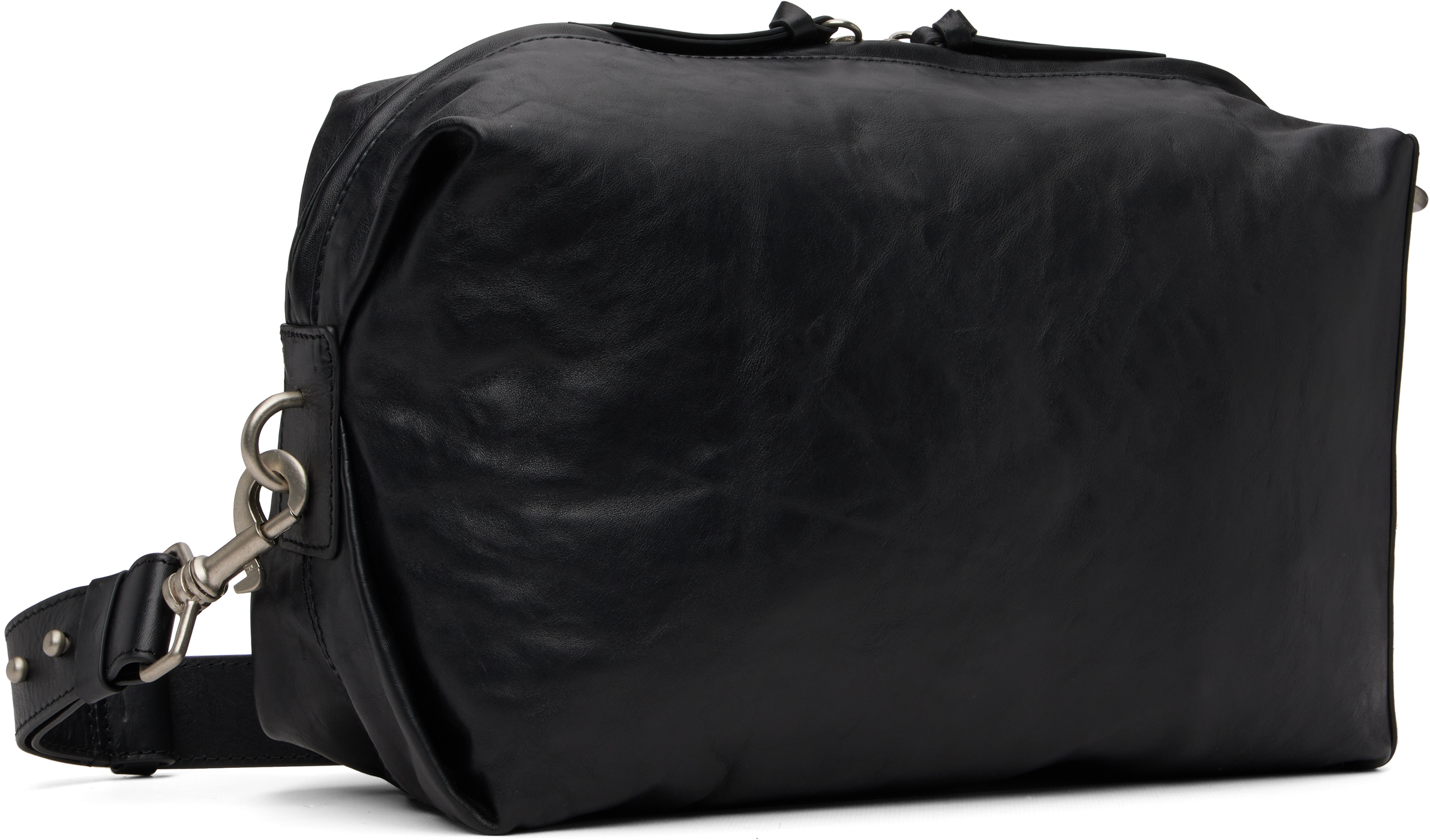 Dries Van Noten Black Leather Crossbody Bag In Black