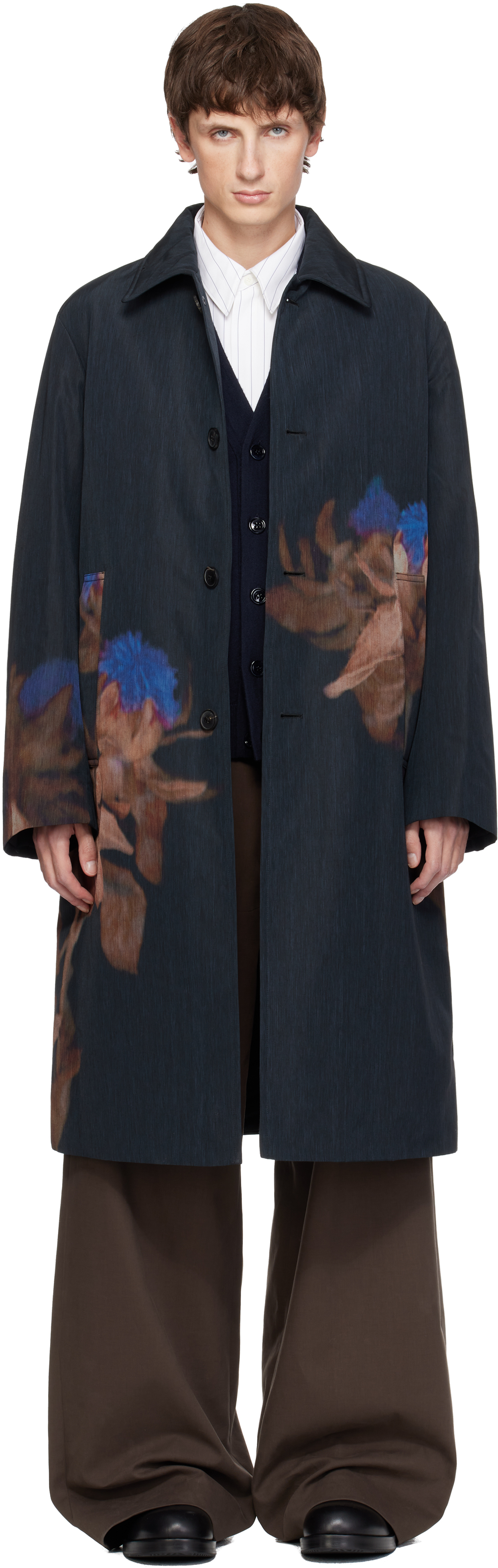 Dries Van Noten Men Printed Wool-blend Coat In Animal Print