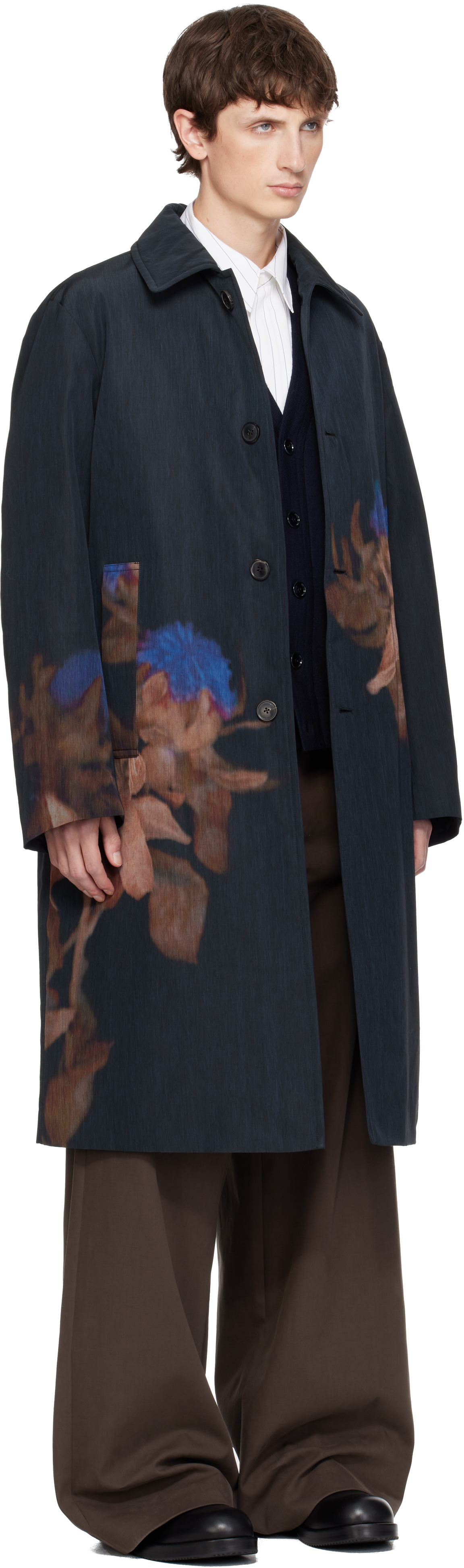 Dries Van Noten Men Printed Wool-blend Coat In Animal Print
