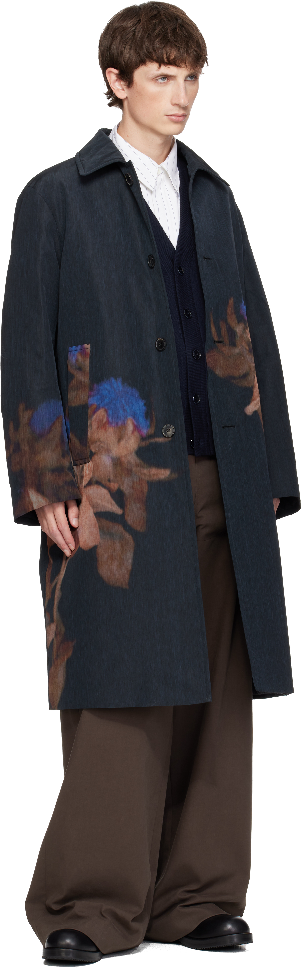 Dries Van Noten Men Printed Wool-blend Coat In Animal Print