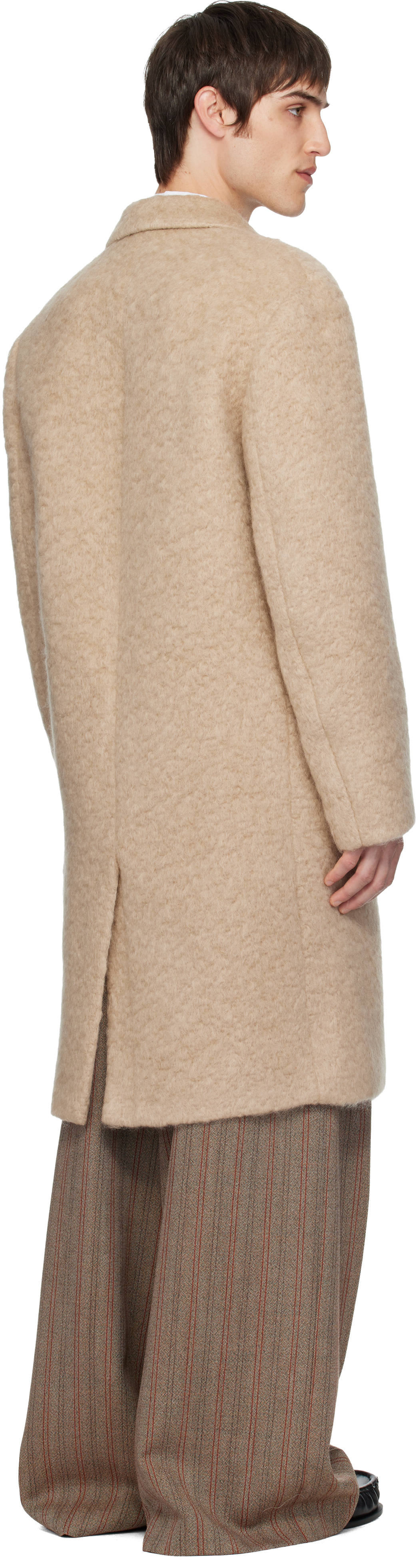 Dries Van Noten Beige Mohair Coat In Brown