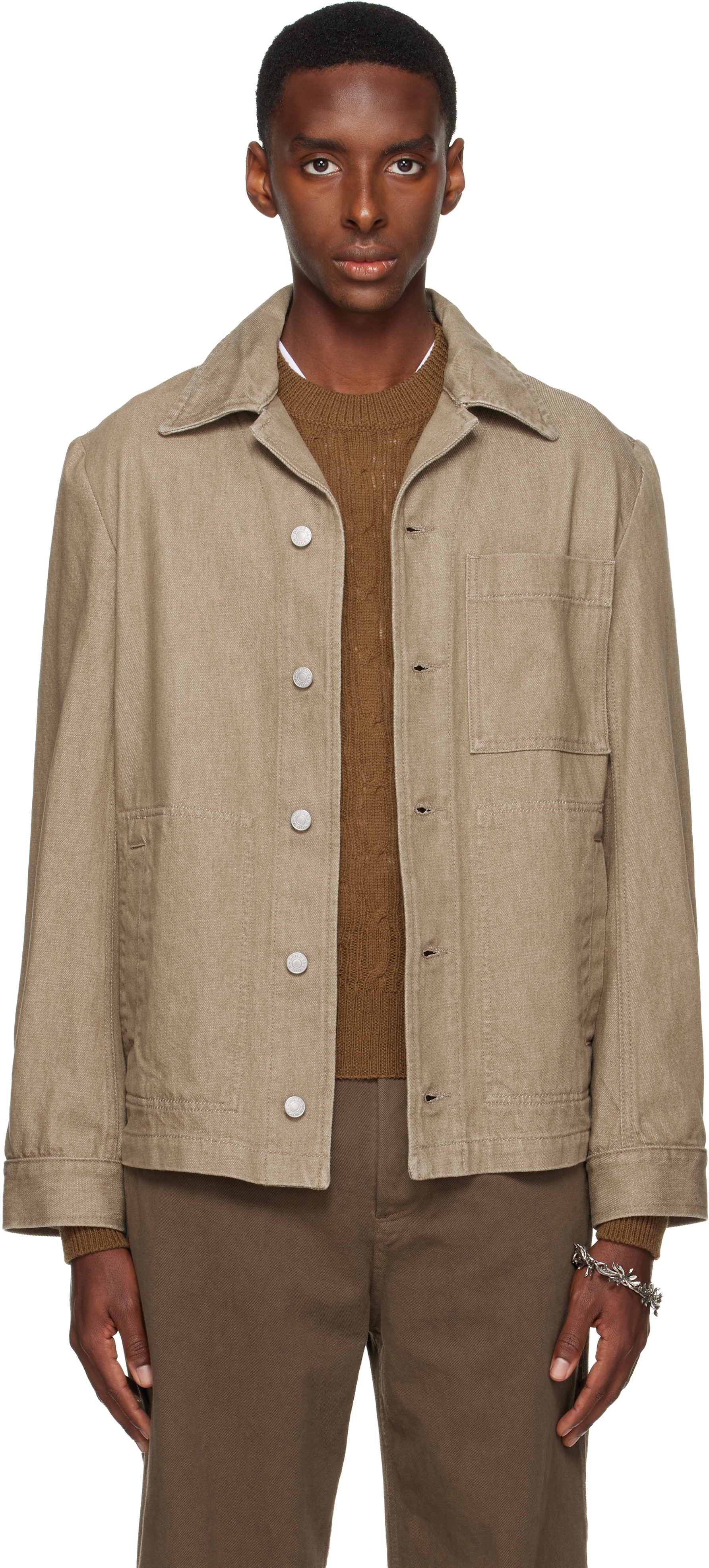 Dries Van Noten Brown Denim Shirt Jacket In Brown