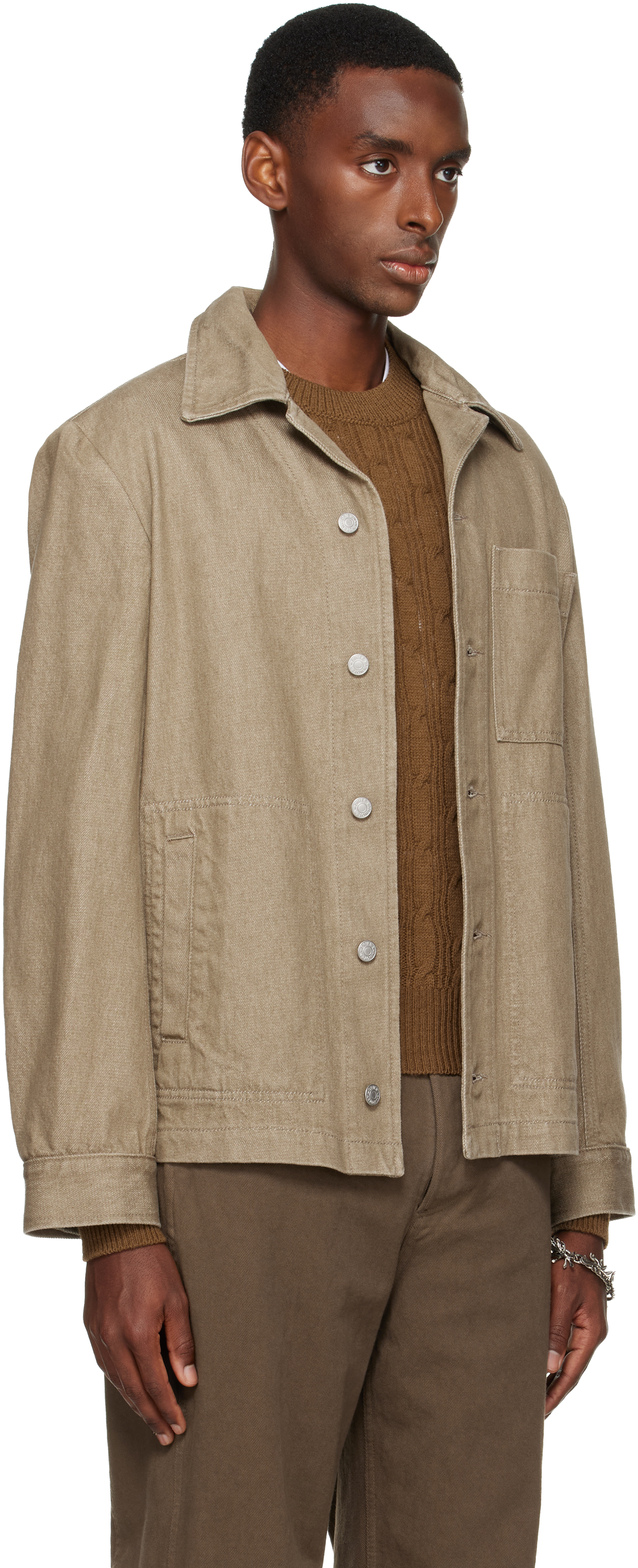 Dries Van Noten Brown Denim Shirt Jacket In Brown