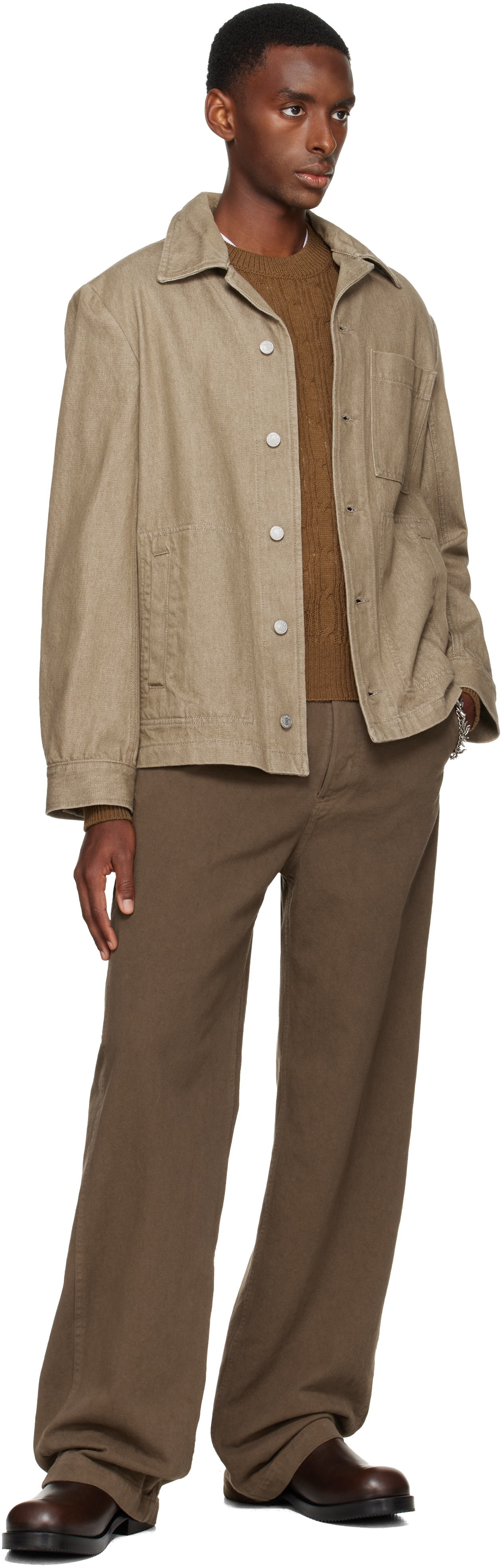 Dries Van Noten Brown Denim Shirt Jacket In Brown