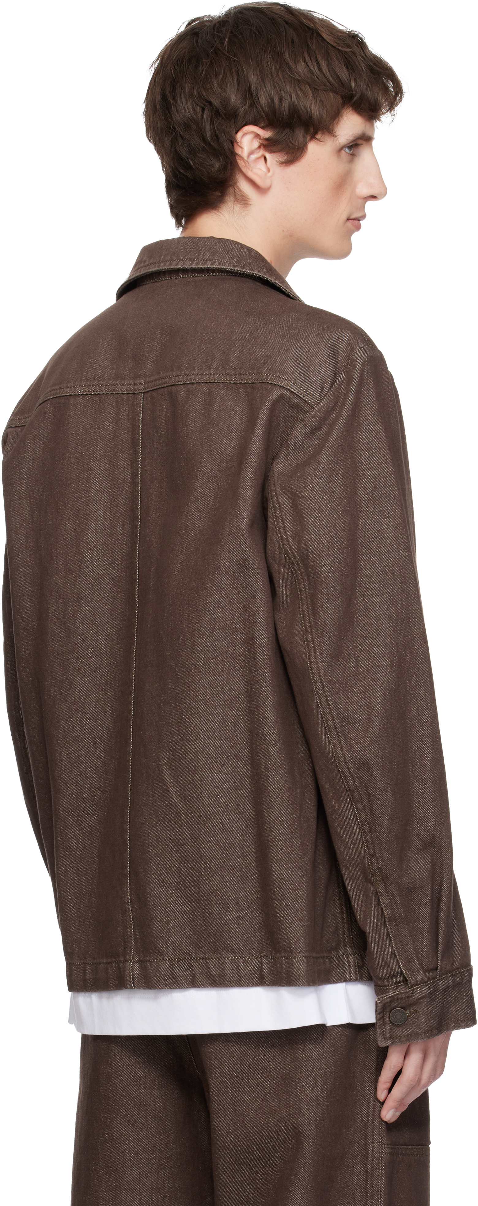 Dries Van Noten Brown Denim Shirt Jacket In Brown