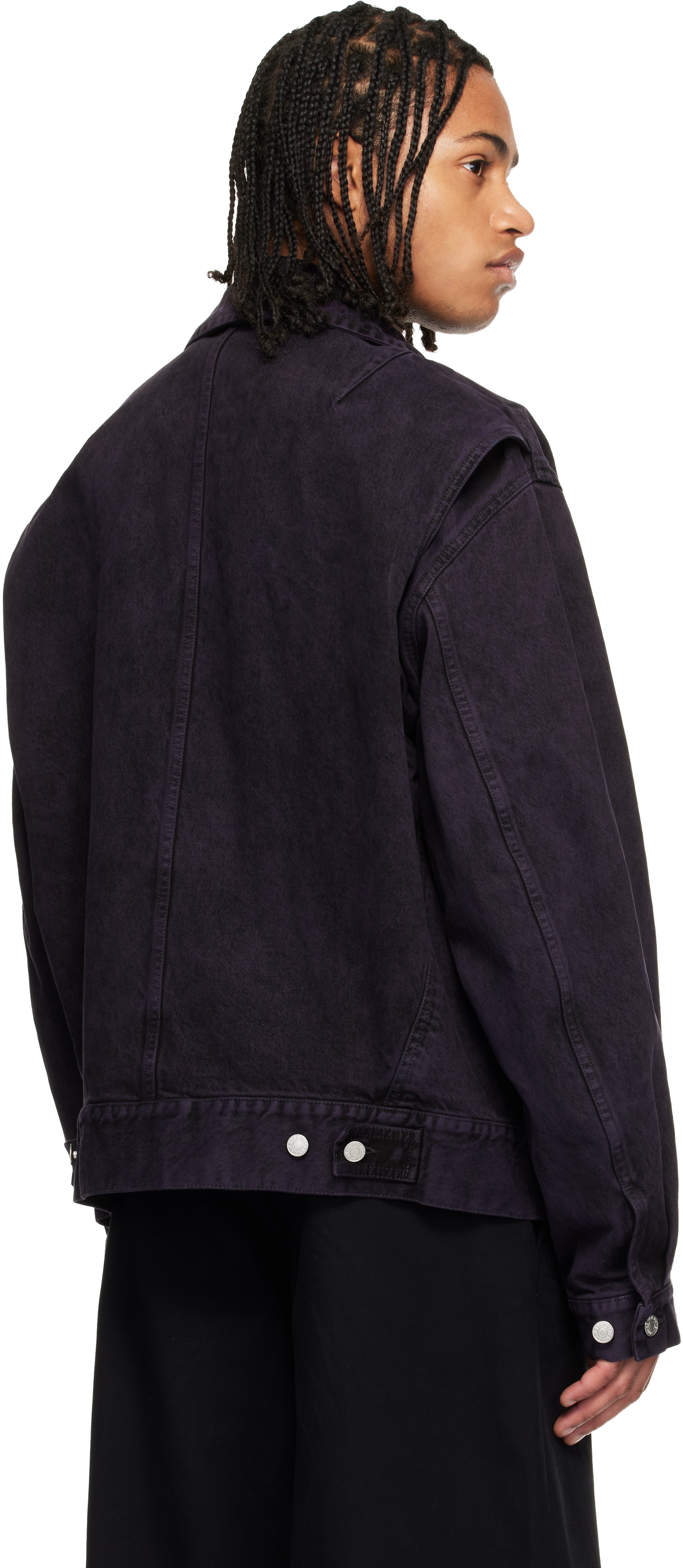 Dries Van Noten Purple Patch Pocket Denim Jacket In Brown