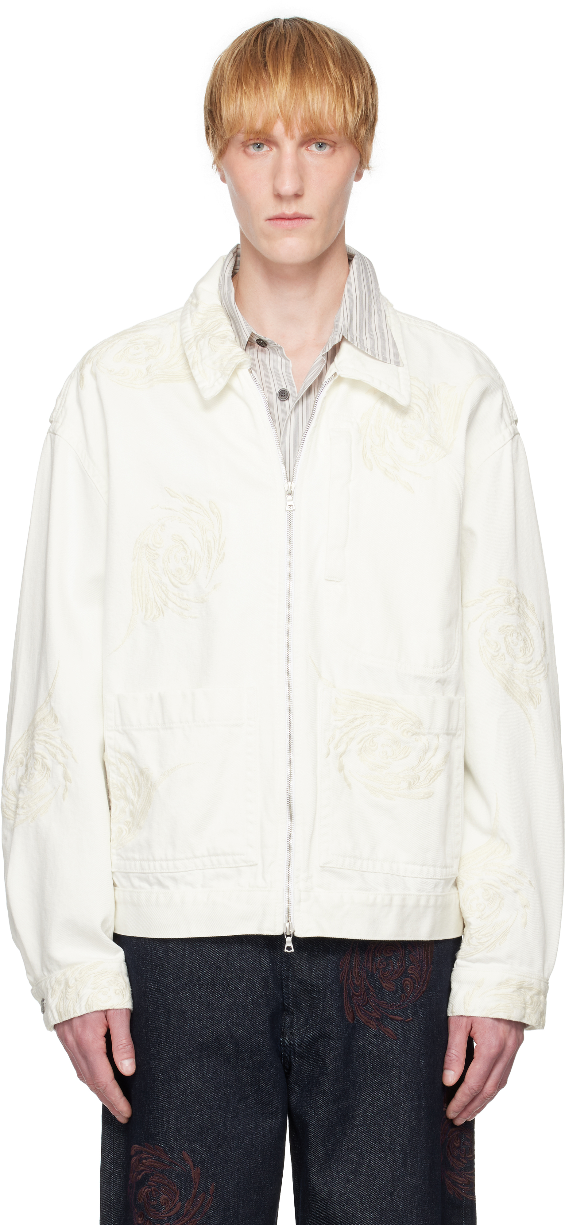Dries Van Noten メンズ デニムジャケット | SSENSE 日本 Dries Van Noten メンズ デニムジャケット | SSENSE 日本