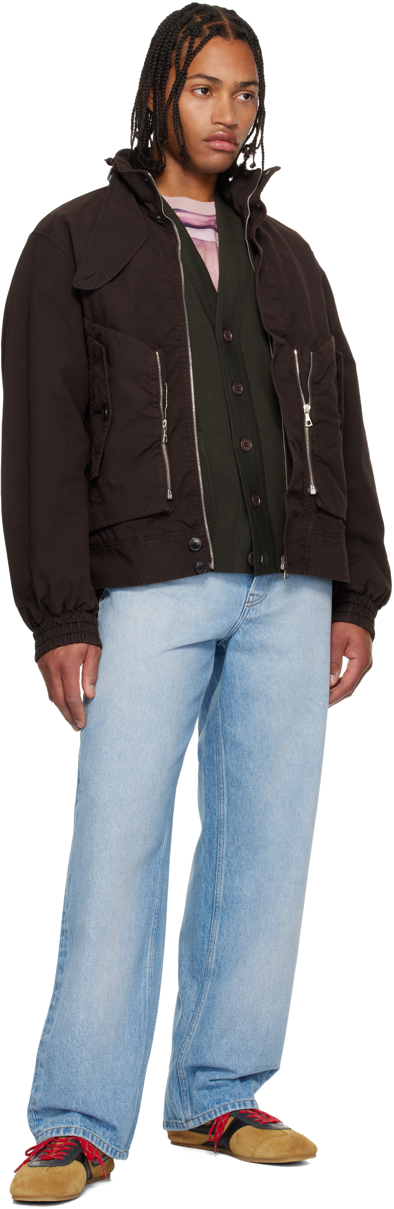 Dries Van Noten Brown Overdyed Shell Jacket In Brown