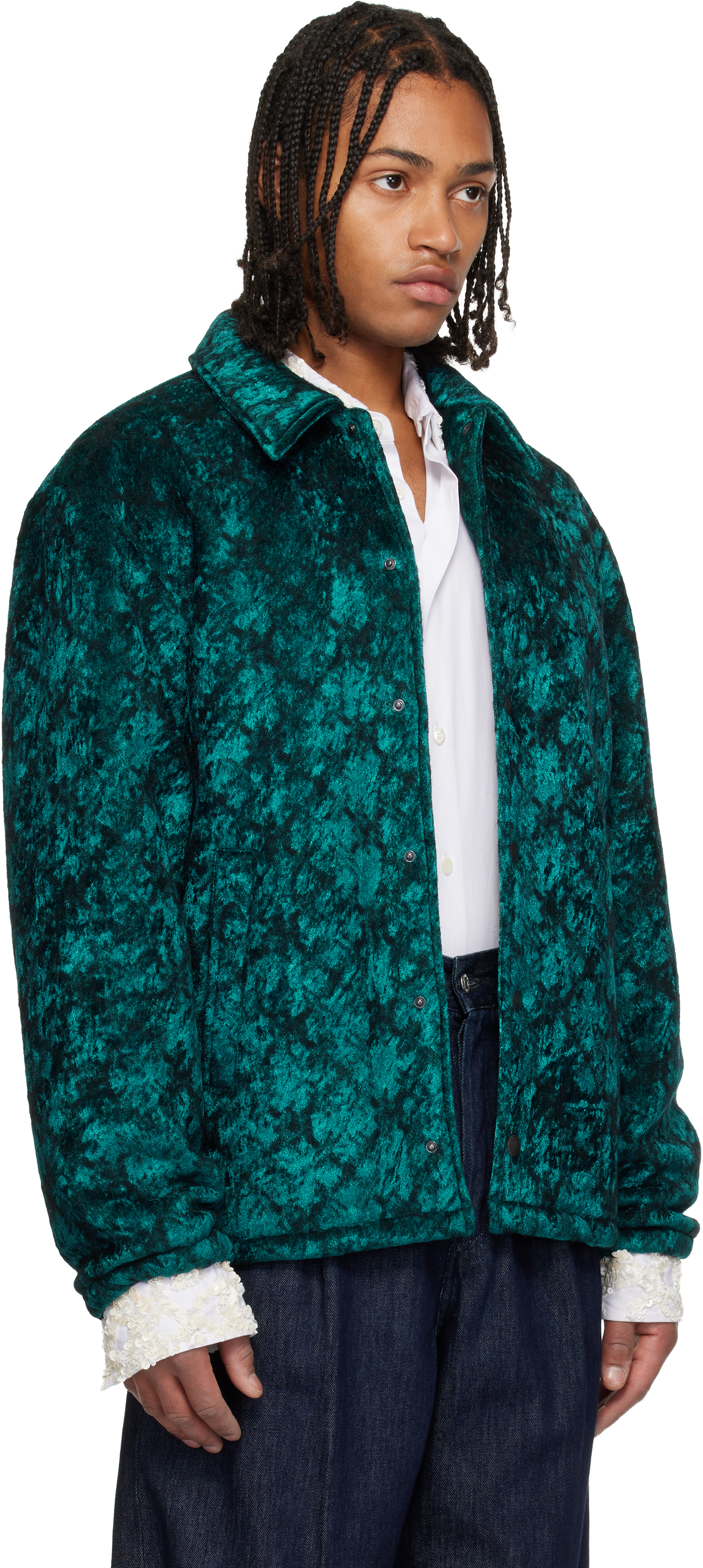 Dries Van Noten Navy Velvet Jacket