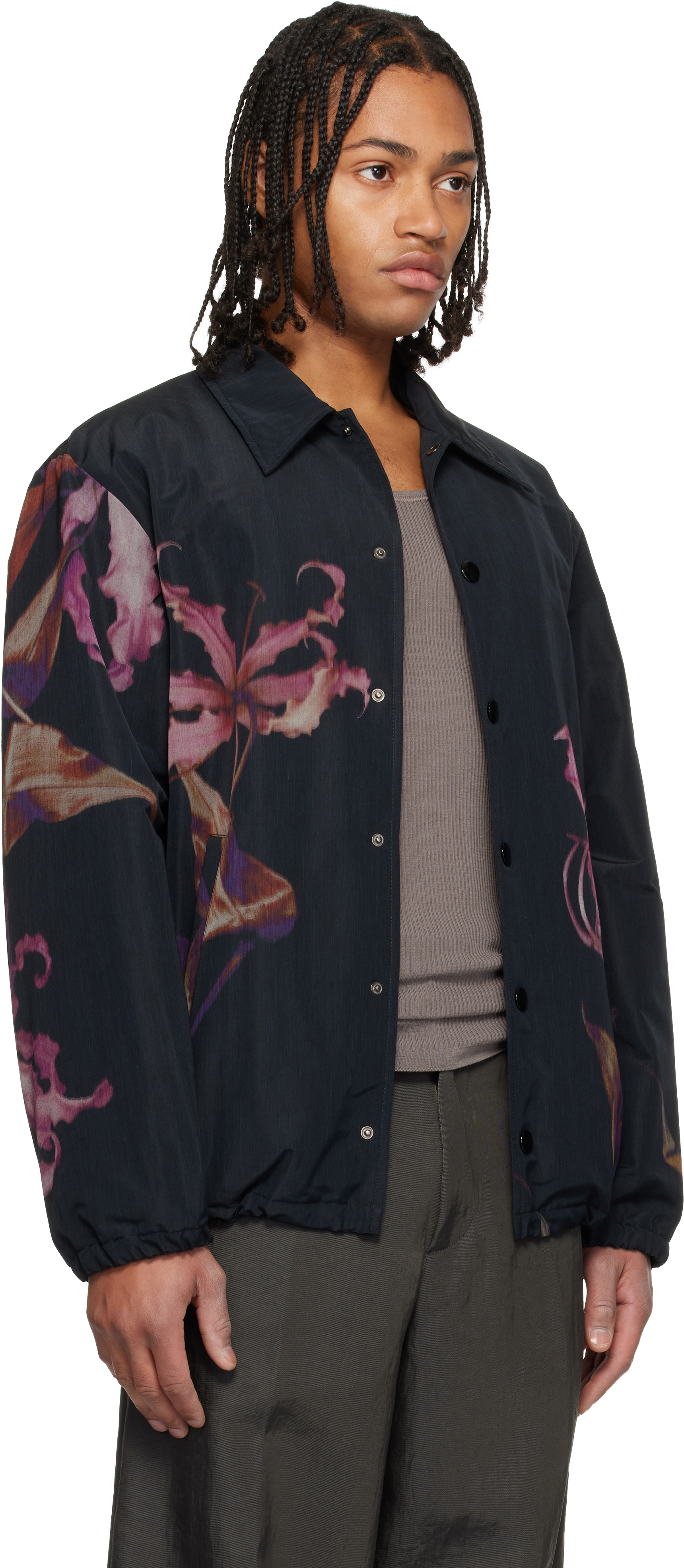 Dries Van Noten Black Printed Jacket In Black