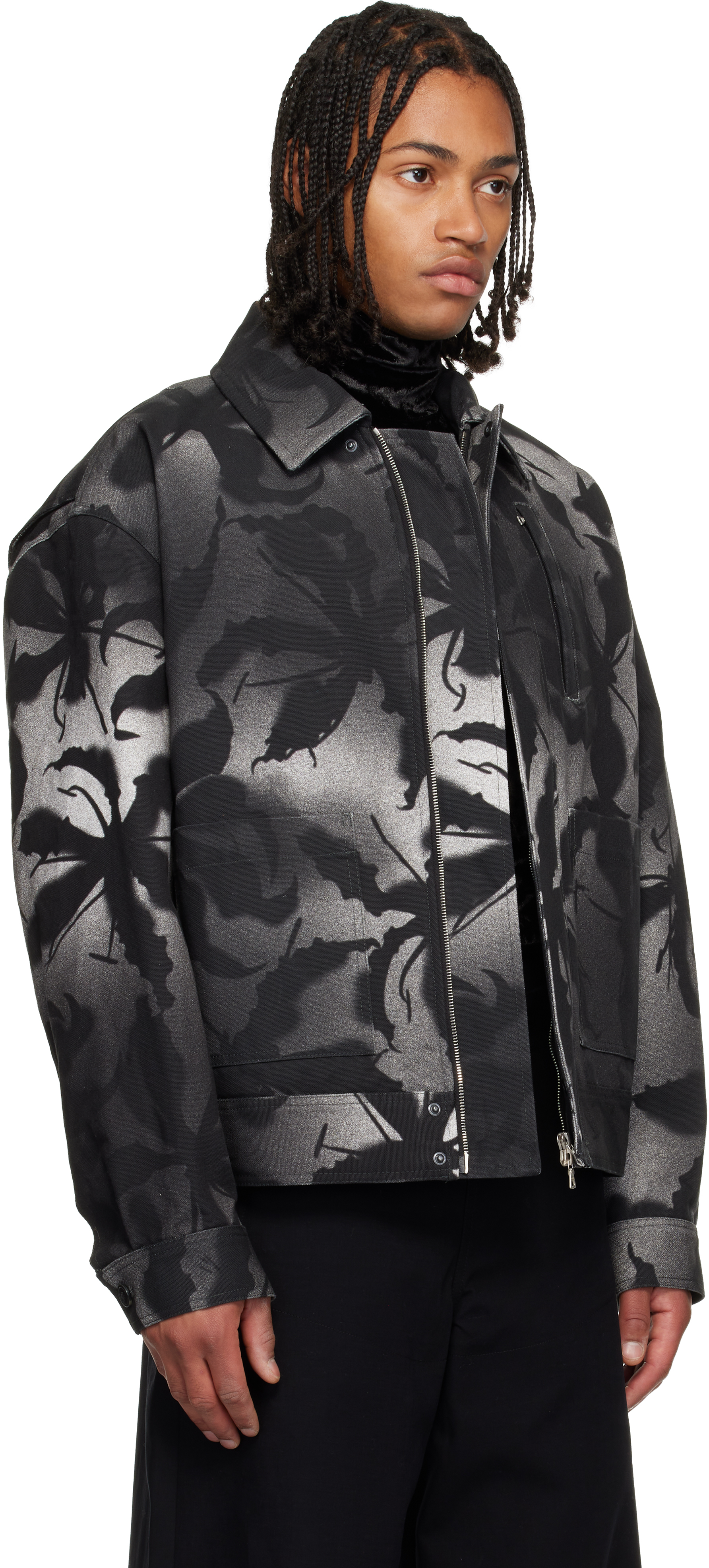 Dries Van Noten Black Printed Jacket In Black