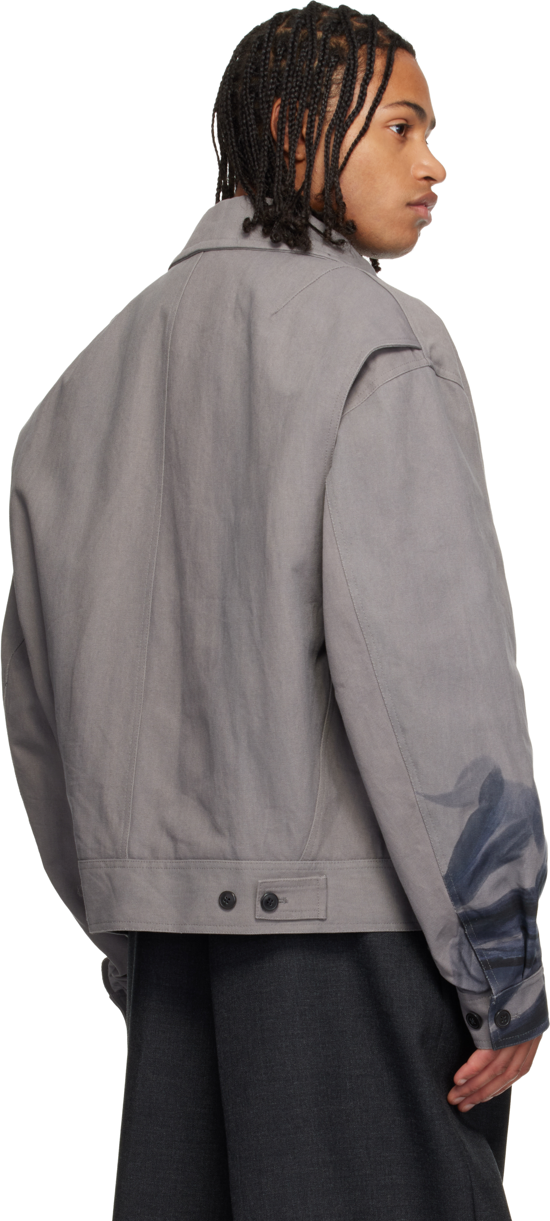 Dries Van Noten Gray Floral Jacket In Gray