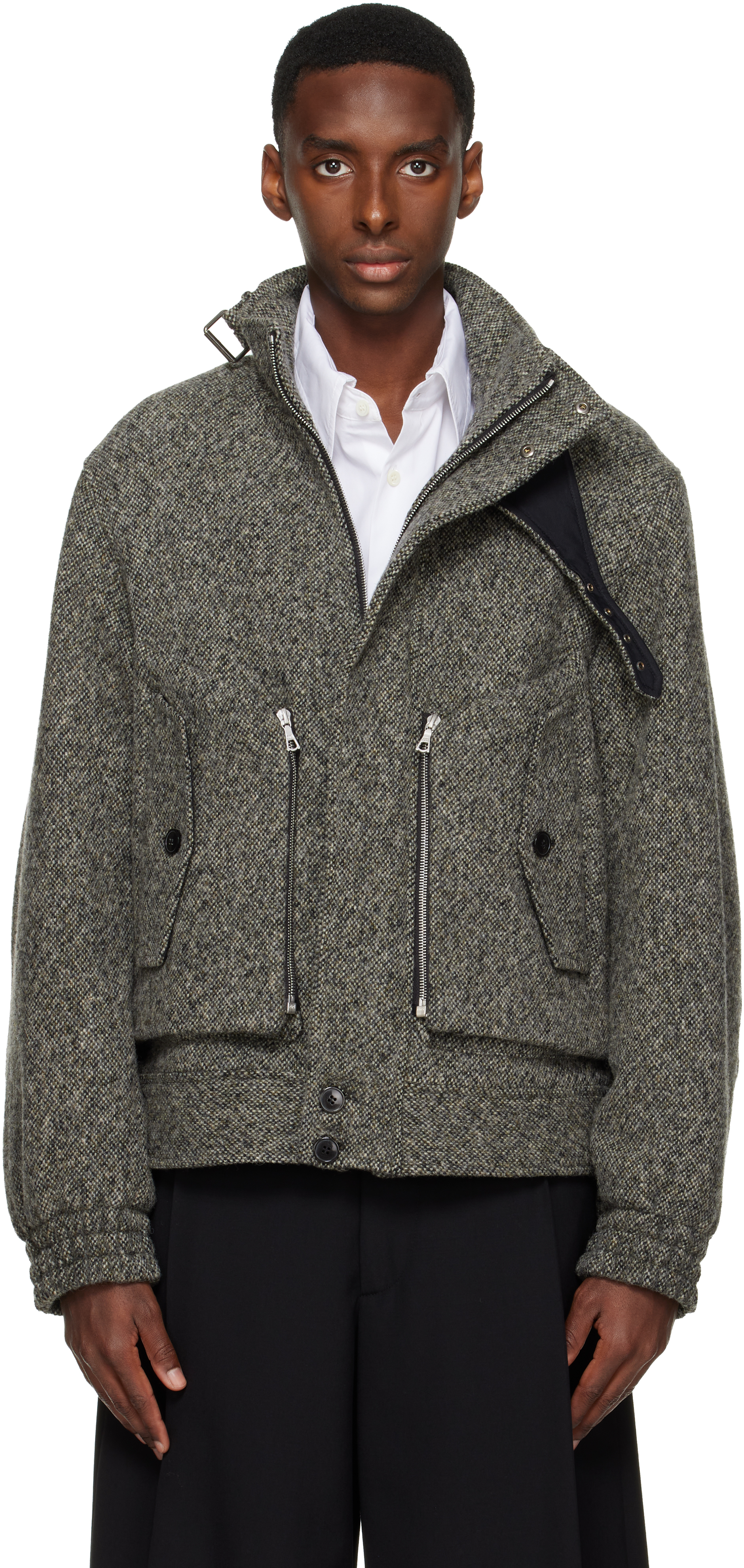 Dries Van Noten Gray Tweed Jacket In Gray