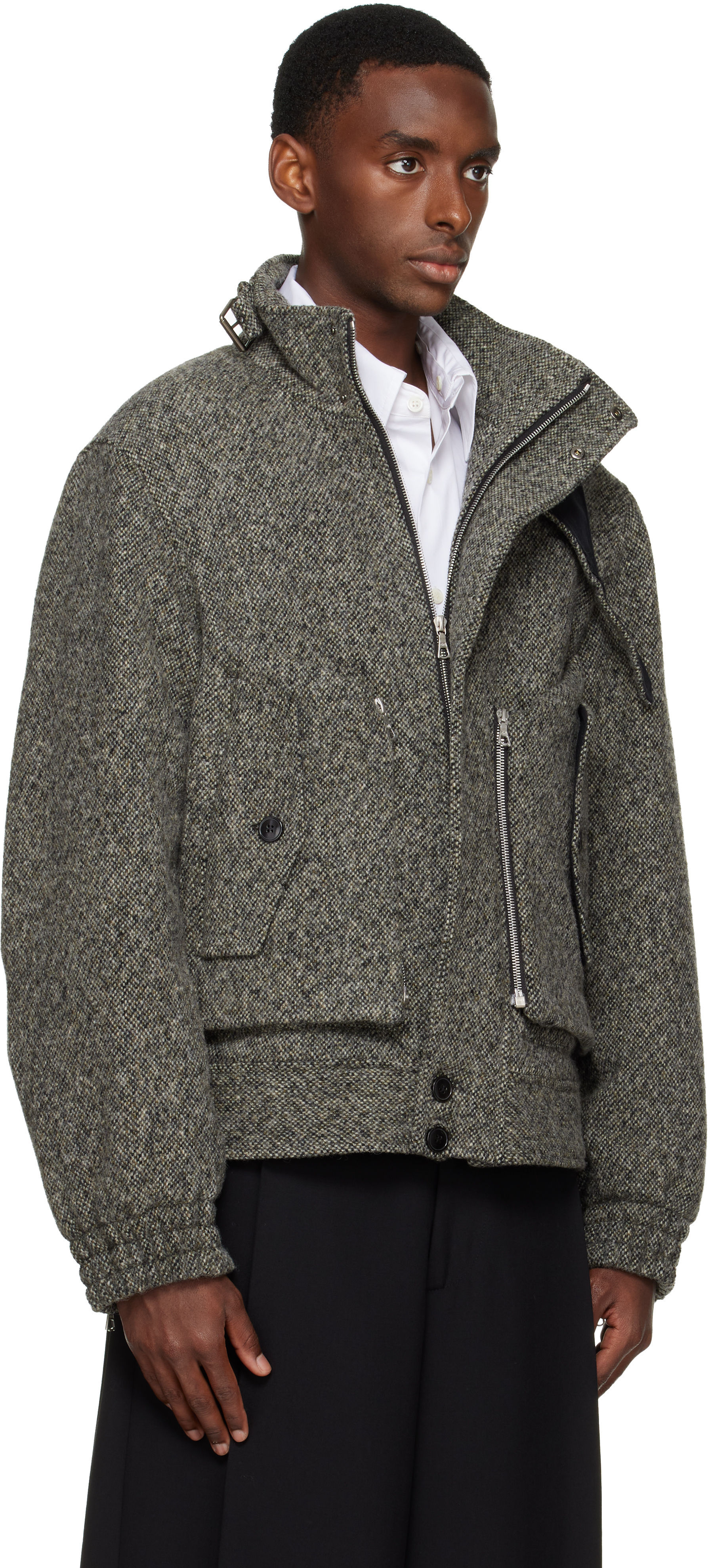 Dries Van Noten Gray Tweed Jacket In Gray