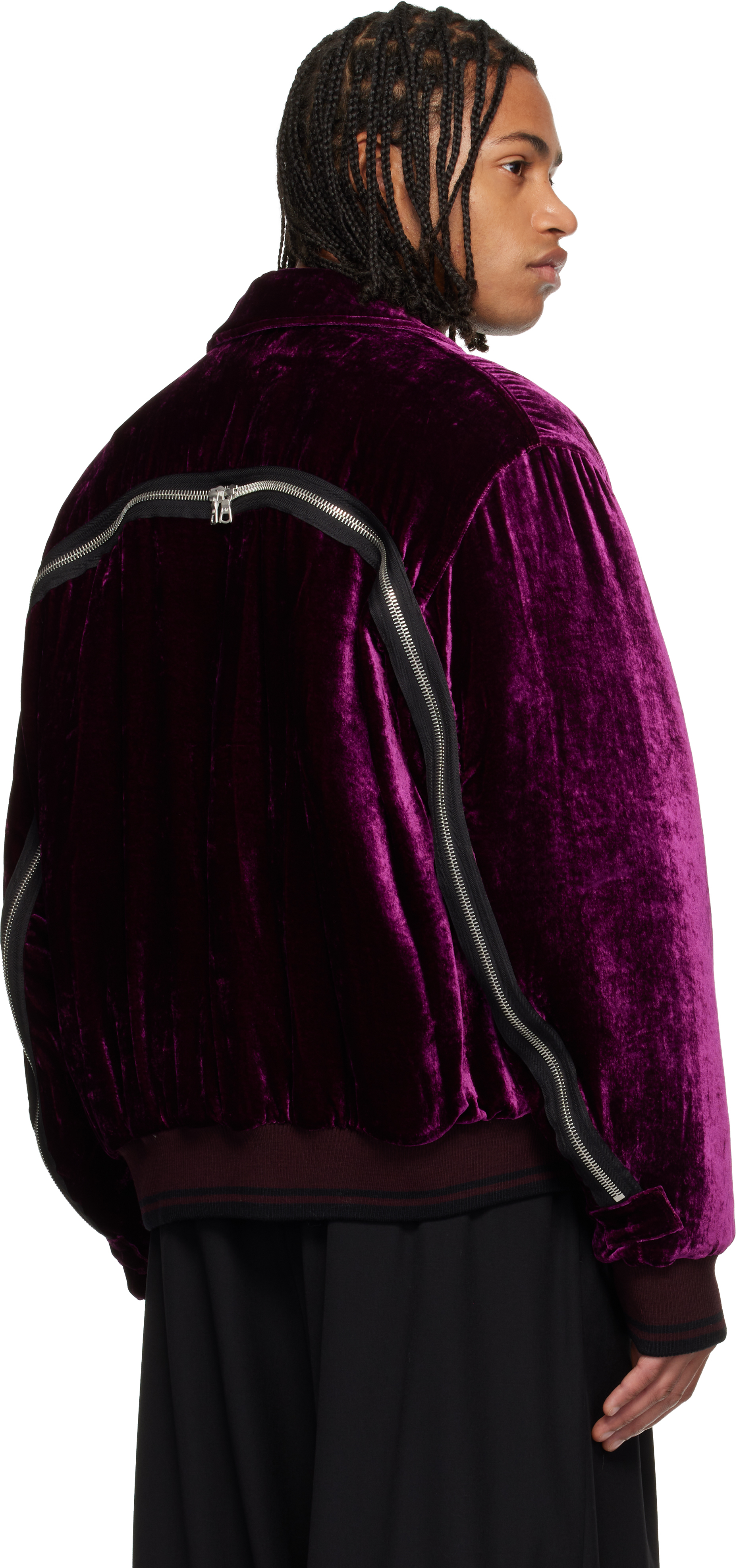 Dries Van Noten Purple Velvet Bomber Jacket