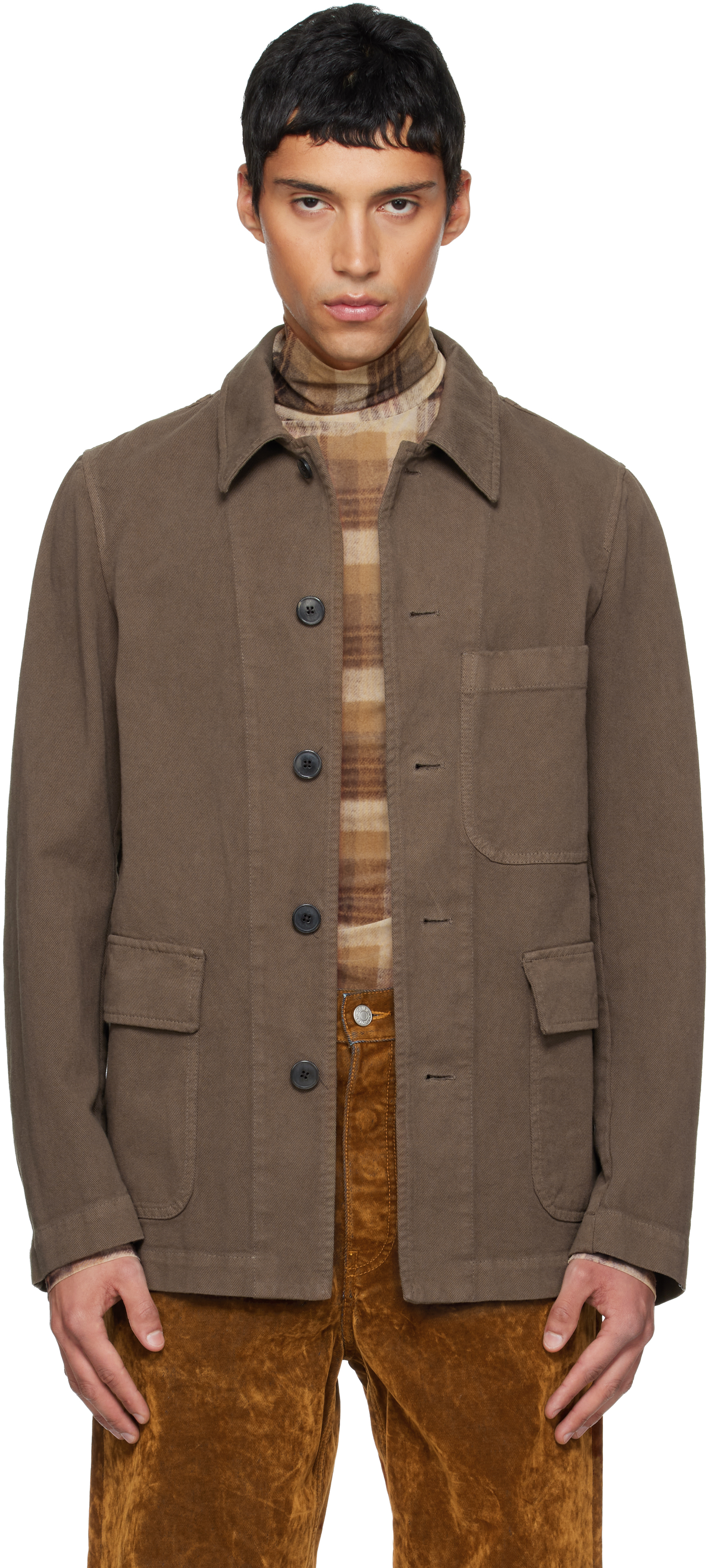 Dries Van Noten Brown Twill Jacket In Multi