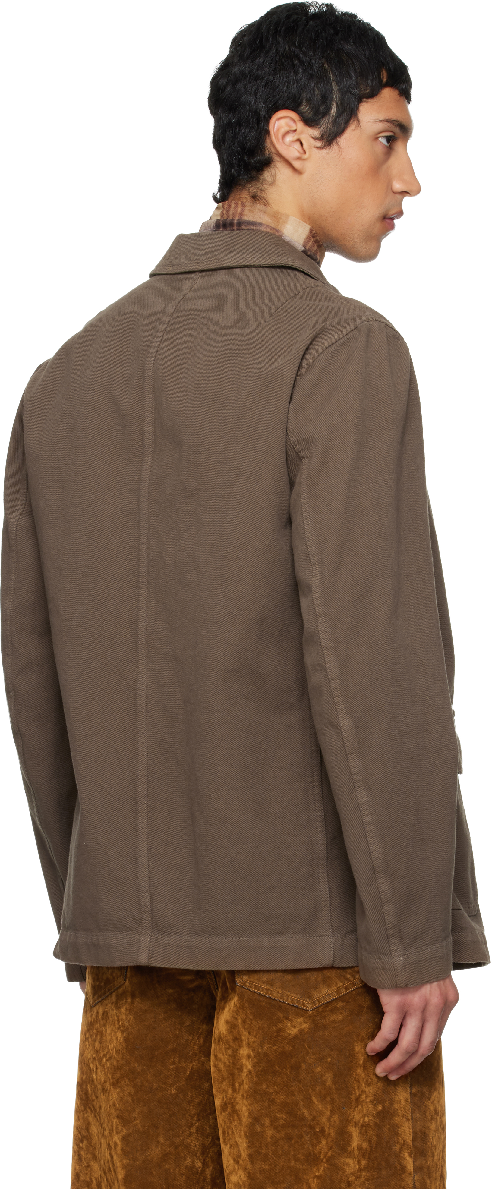 Dries Van Noten Brown Twill Jacket In Multi