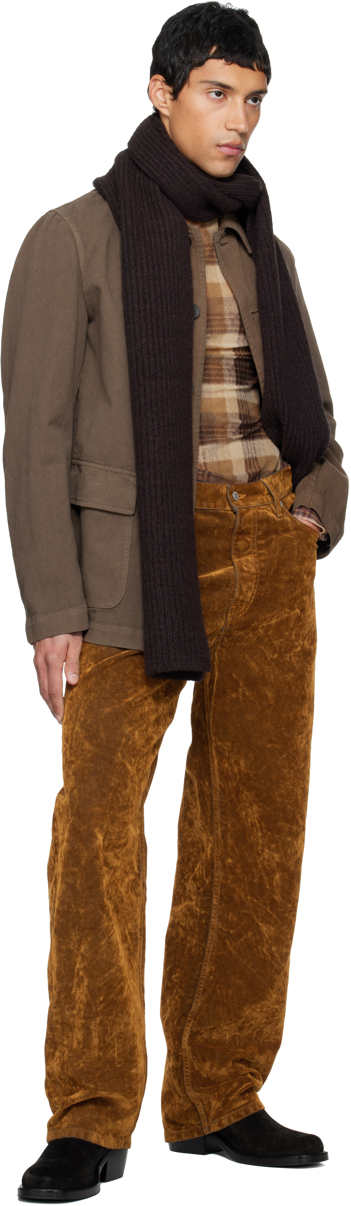 Dries Van Noten Brown Twill Jacket In Multi