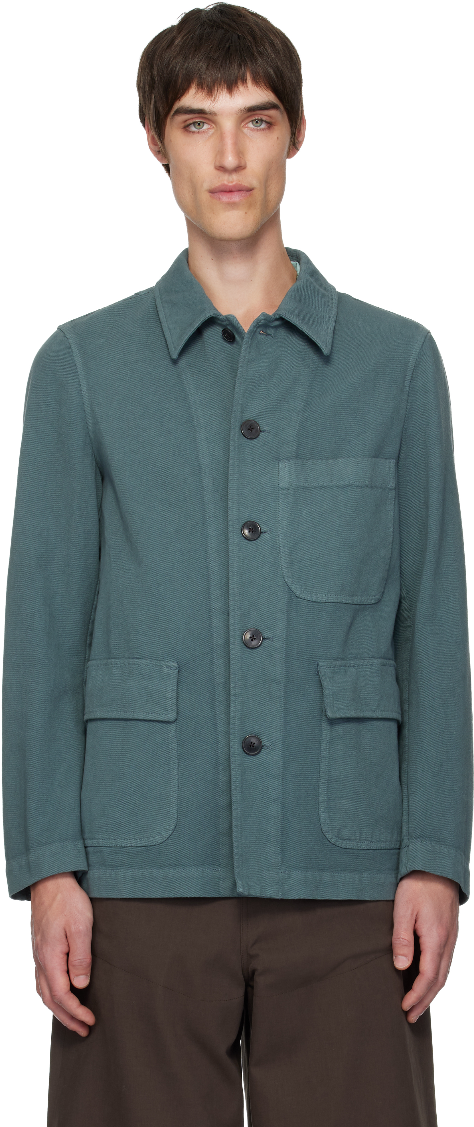 Dries Van Noten Gray Cotton Twill Jacket In Blue