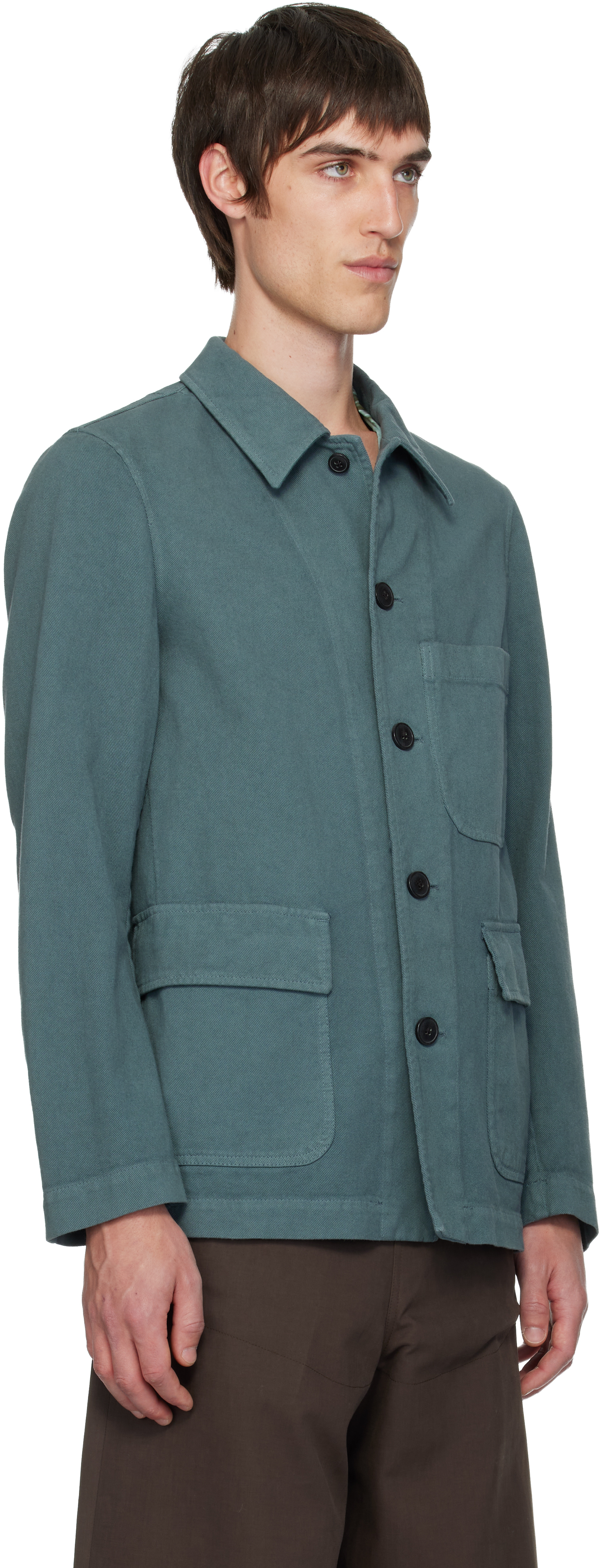 Dries Van Noten Gray Cotton Twill Jacket In Blue