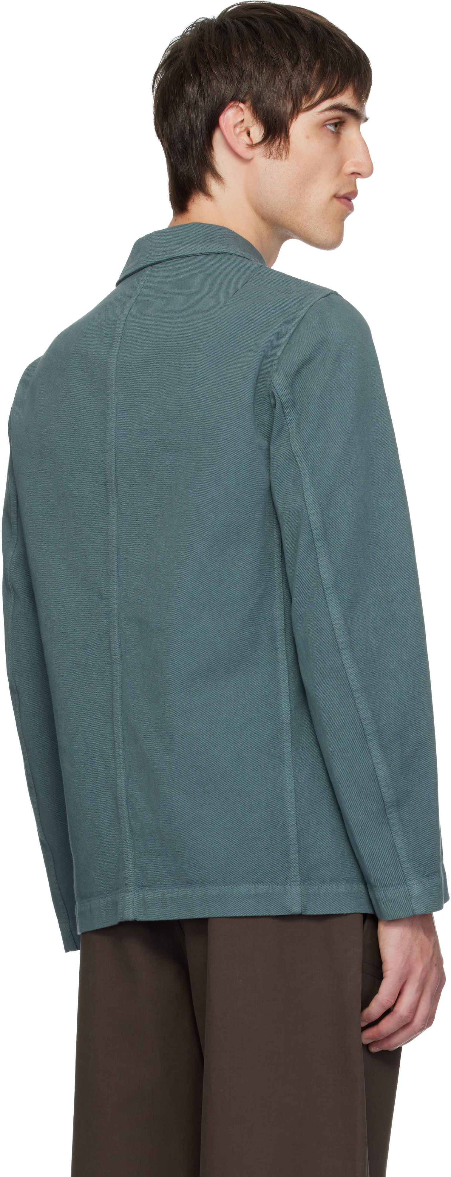Dries Van Noten Gray Cotton Twill Jacket In Blue
