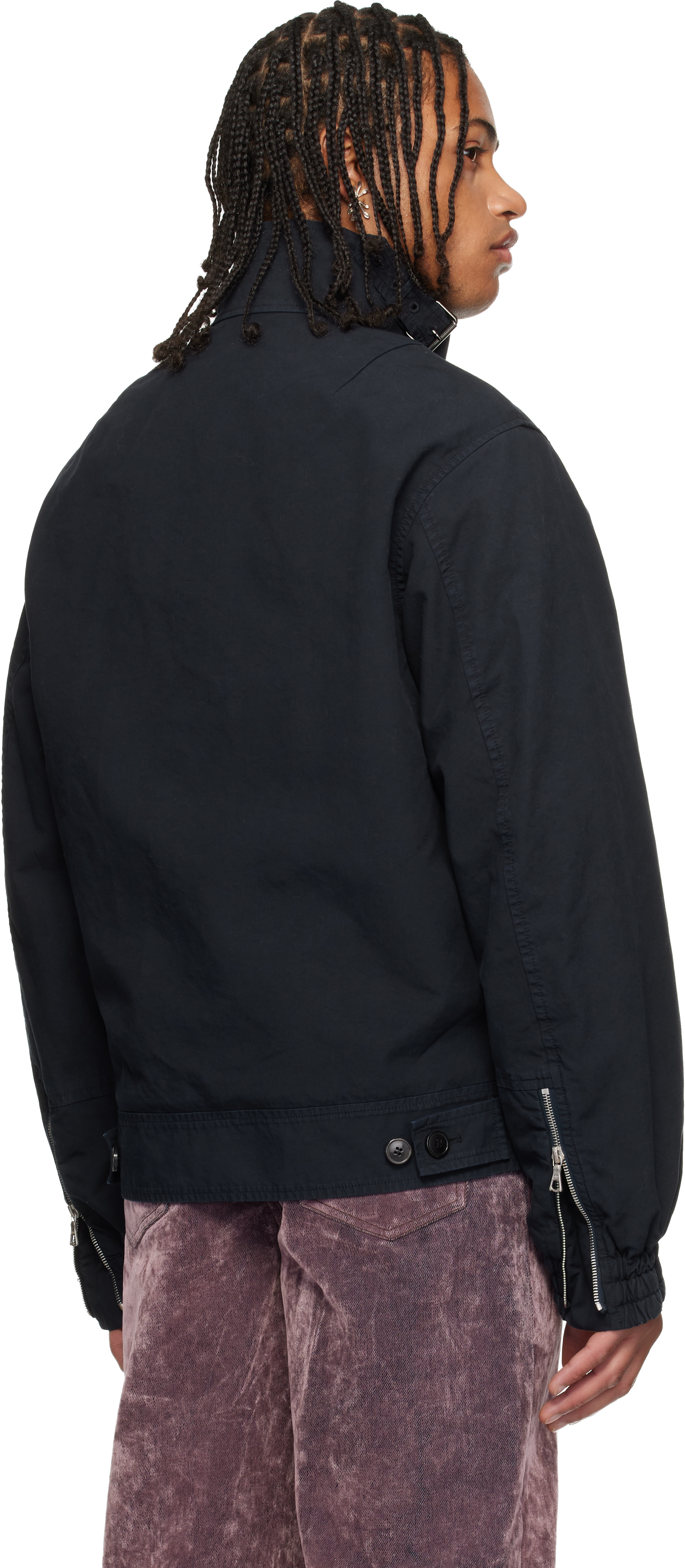 Dries Van Noten Navy Overdyed Shell Jacket In Blue