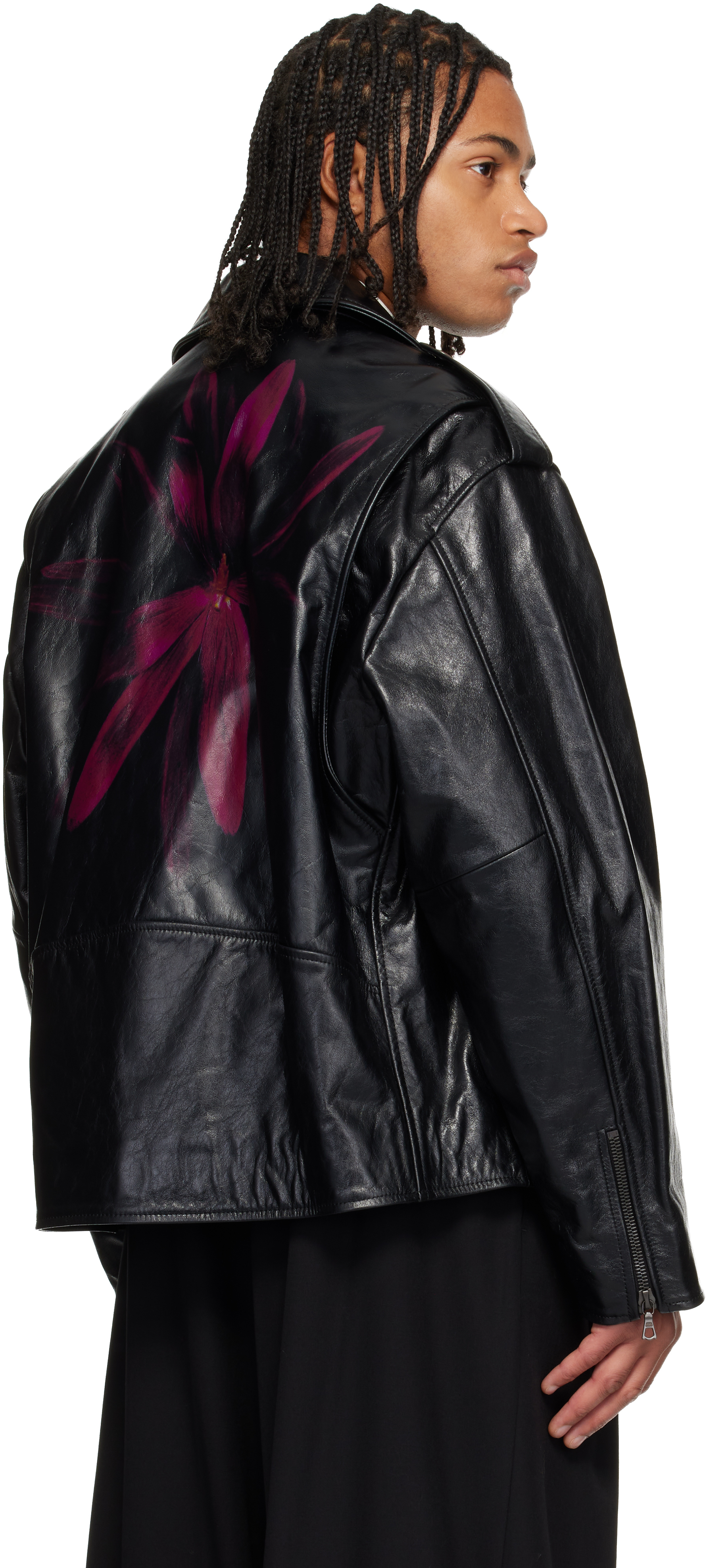 Dries Van Noten Black Biker Leather Jacket In Black