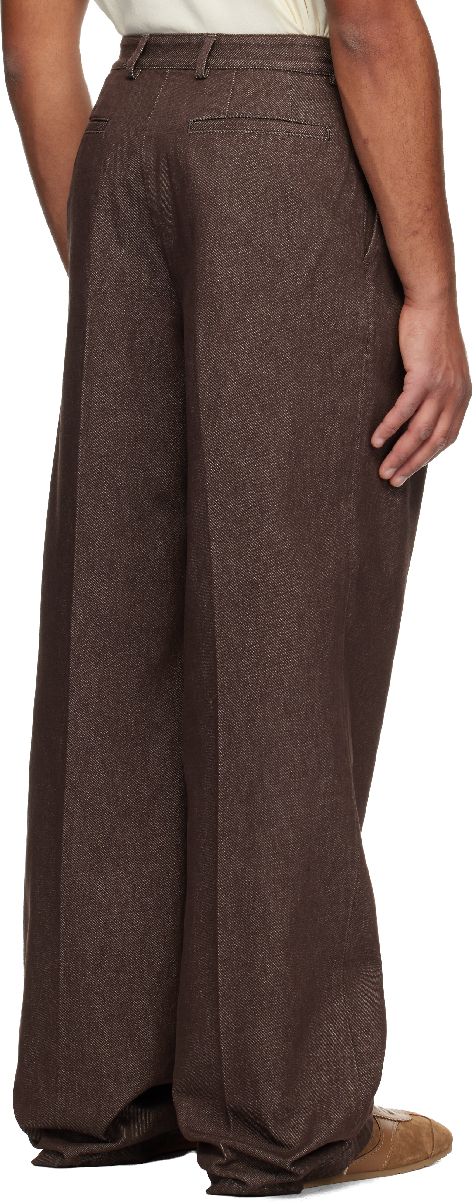 Dries Van Noten Brown Pleated Jeans In Brown