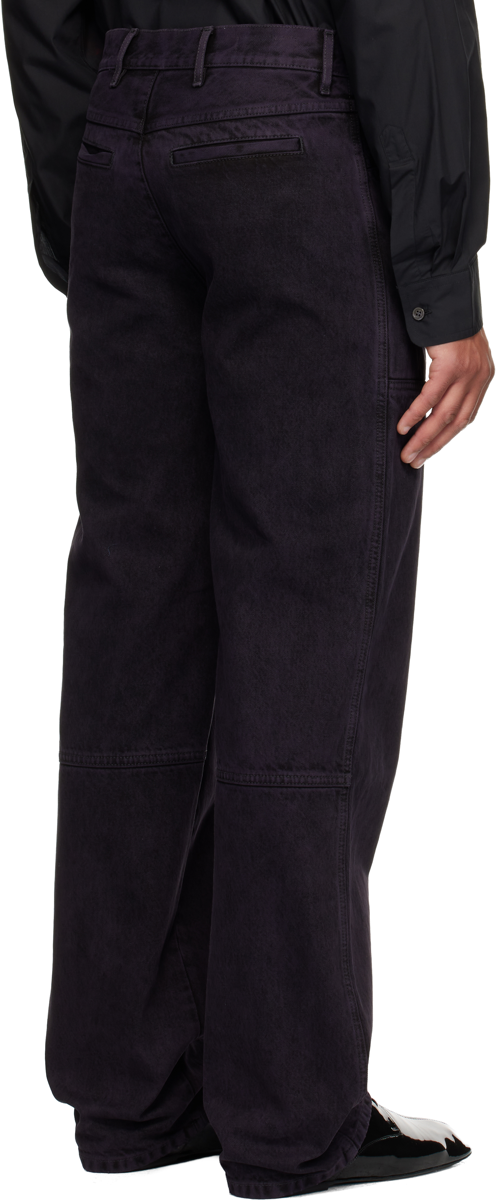 Dries Van Noten Purple Paneled Jeans In Black