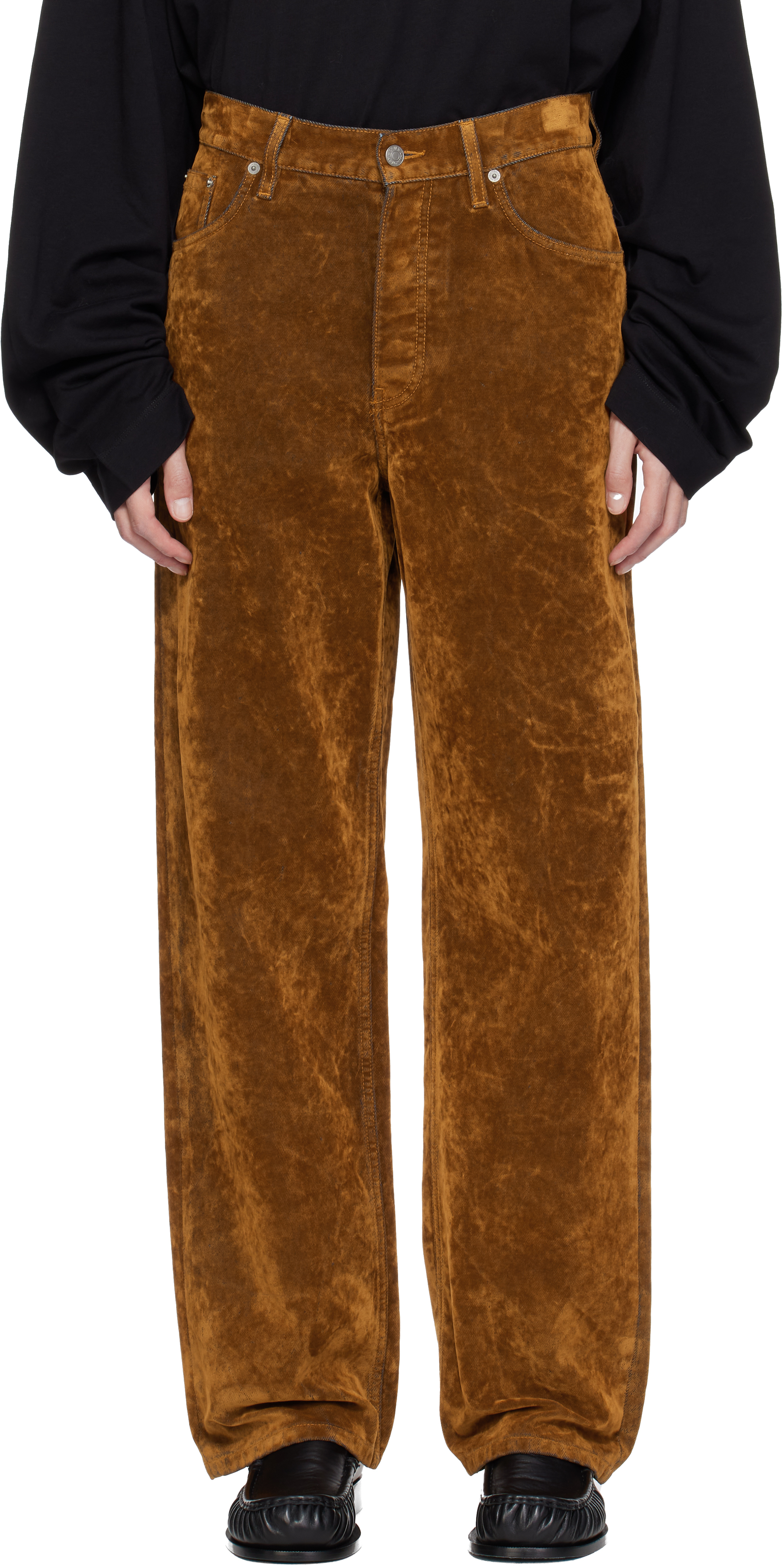 Dries Van Noten Tan Loose-fit Jeans In Brown