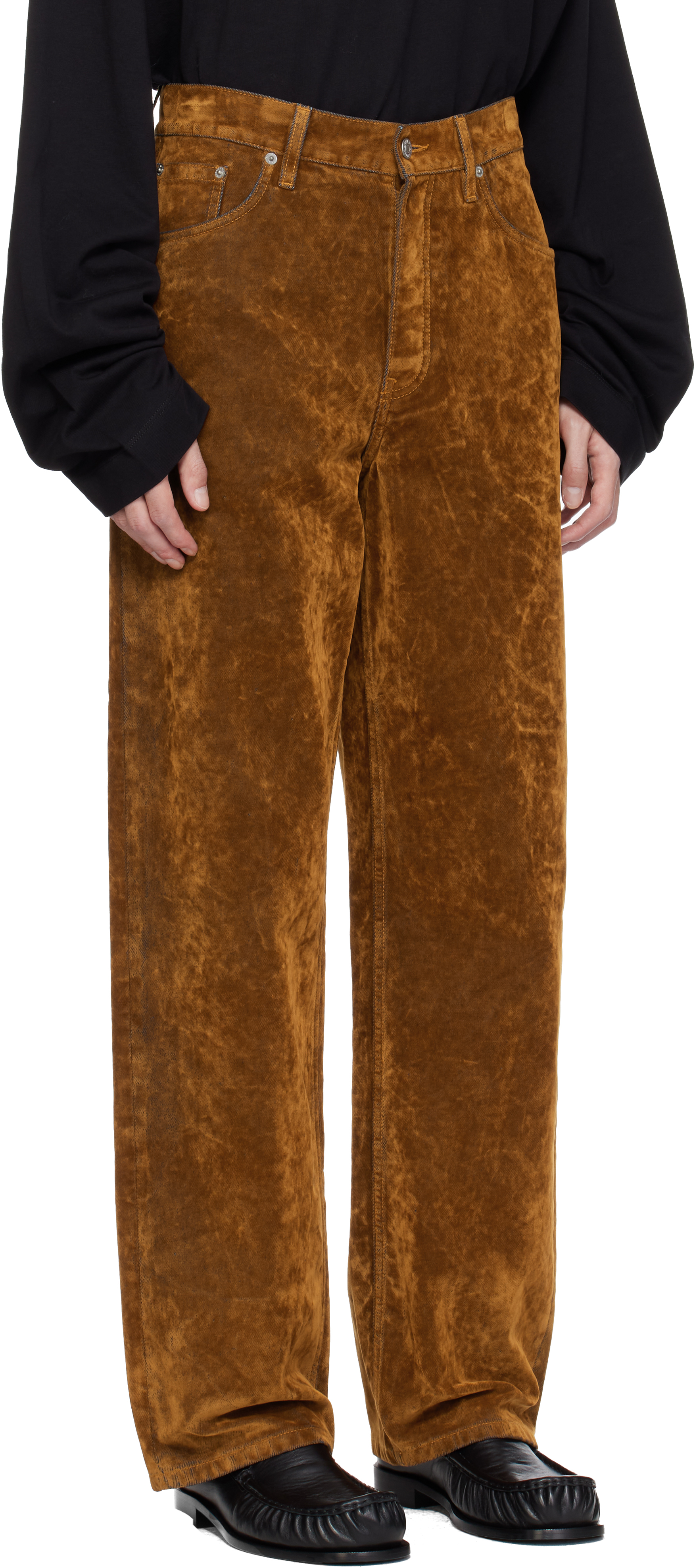 Dries Van Noten Tan Loose-fit Jeans In Brown