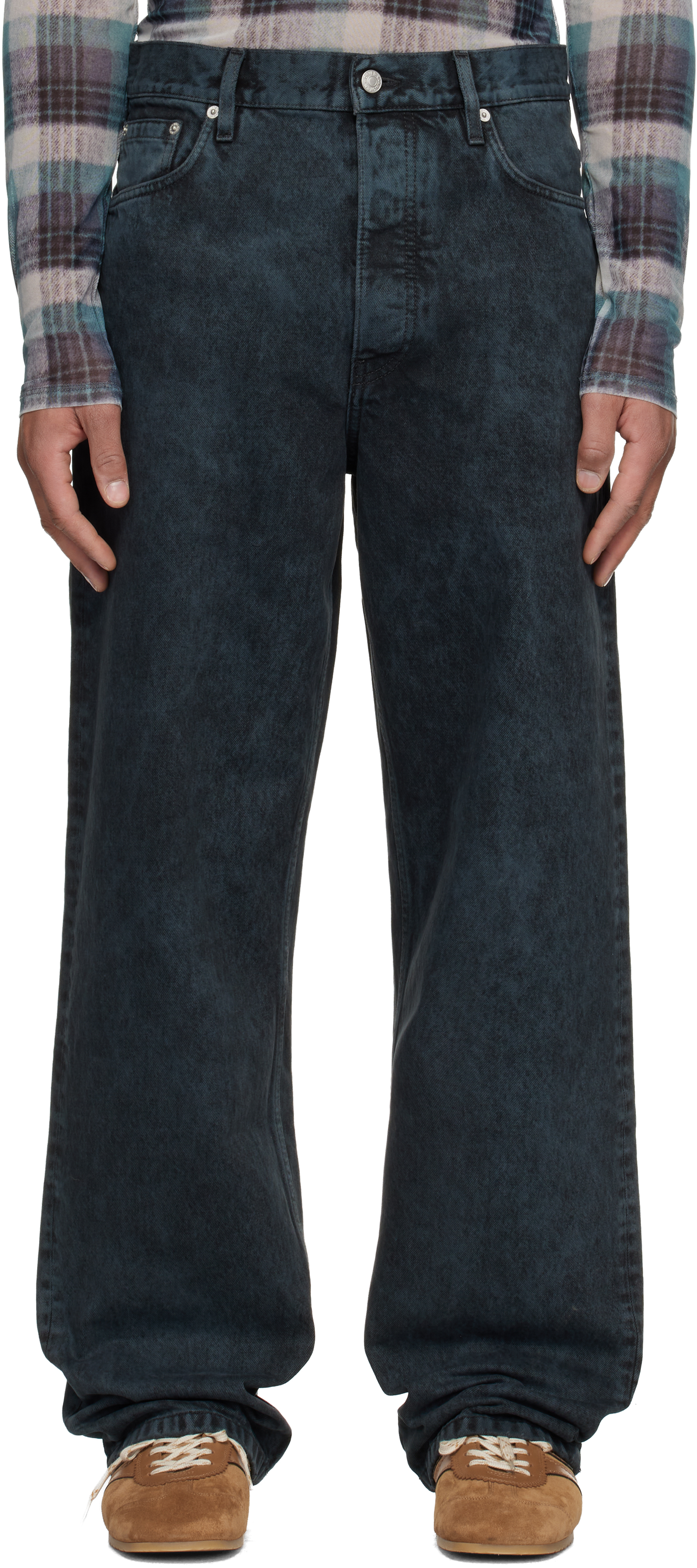Dries Van Noten Wide-leg Denim Trousers Five Pocket Style In Black