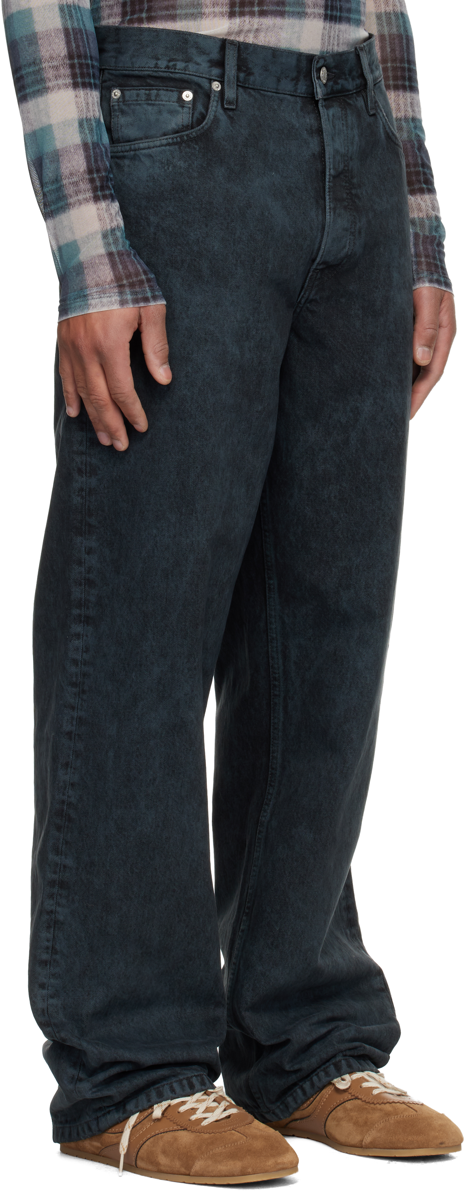 Dries Van Noten Wide-leg Denim Trousers Five Pocket Style In Black