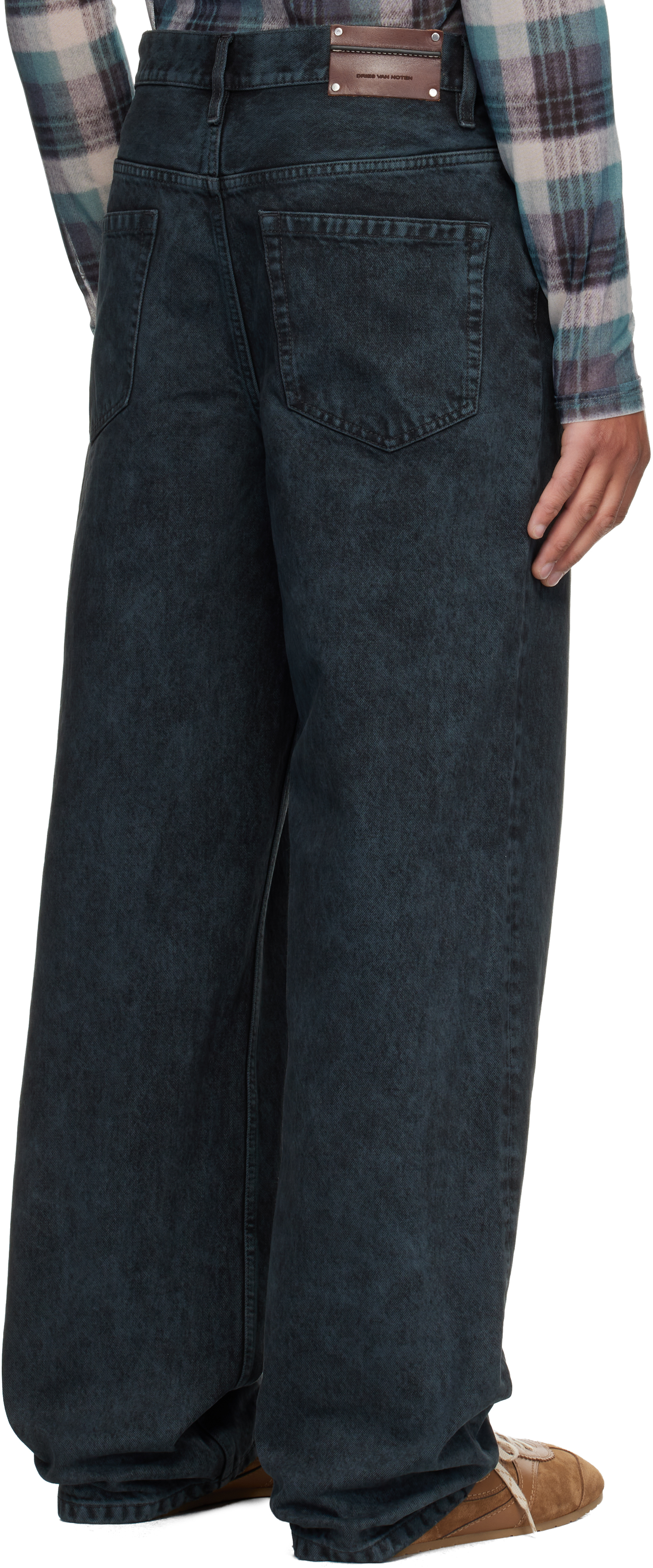 Dries Van Noten Wide-leg Denim Trousers Five Pocket Style In Black