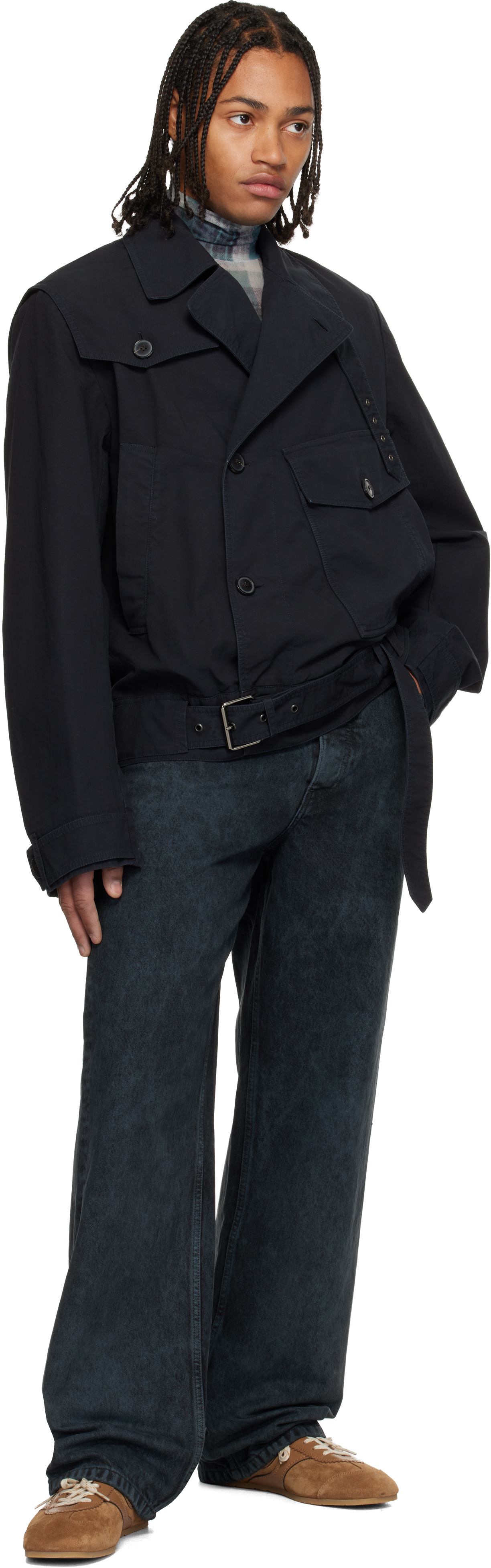 Dries Van Noten Wide-leg Denim Trousers Five Pocket Style In Black