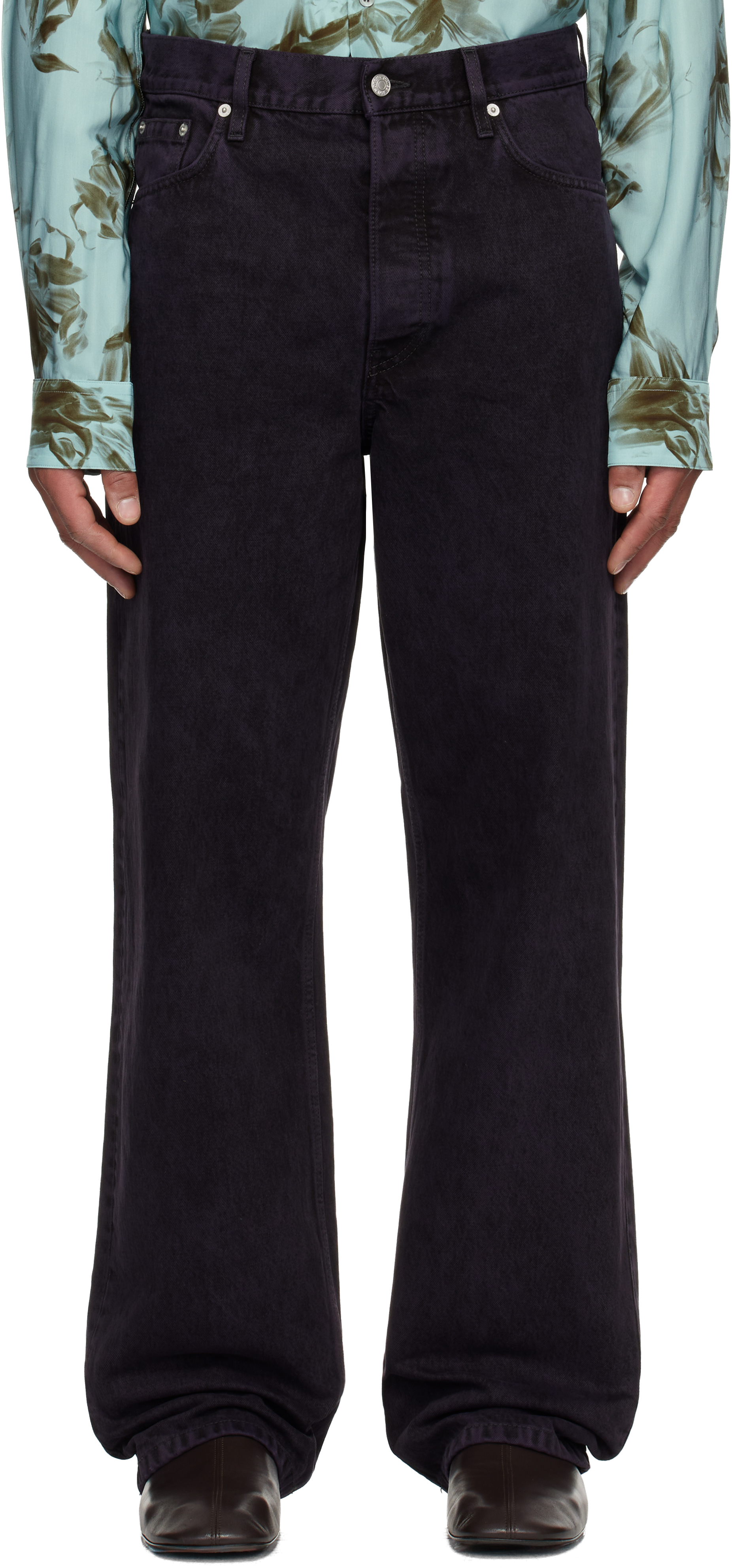 Dries Van Noten Purple Loose Fit Jeans In Black