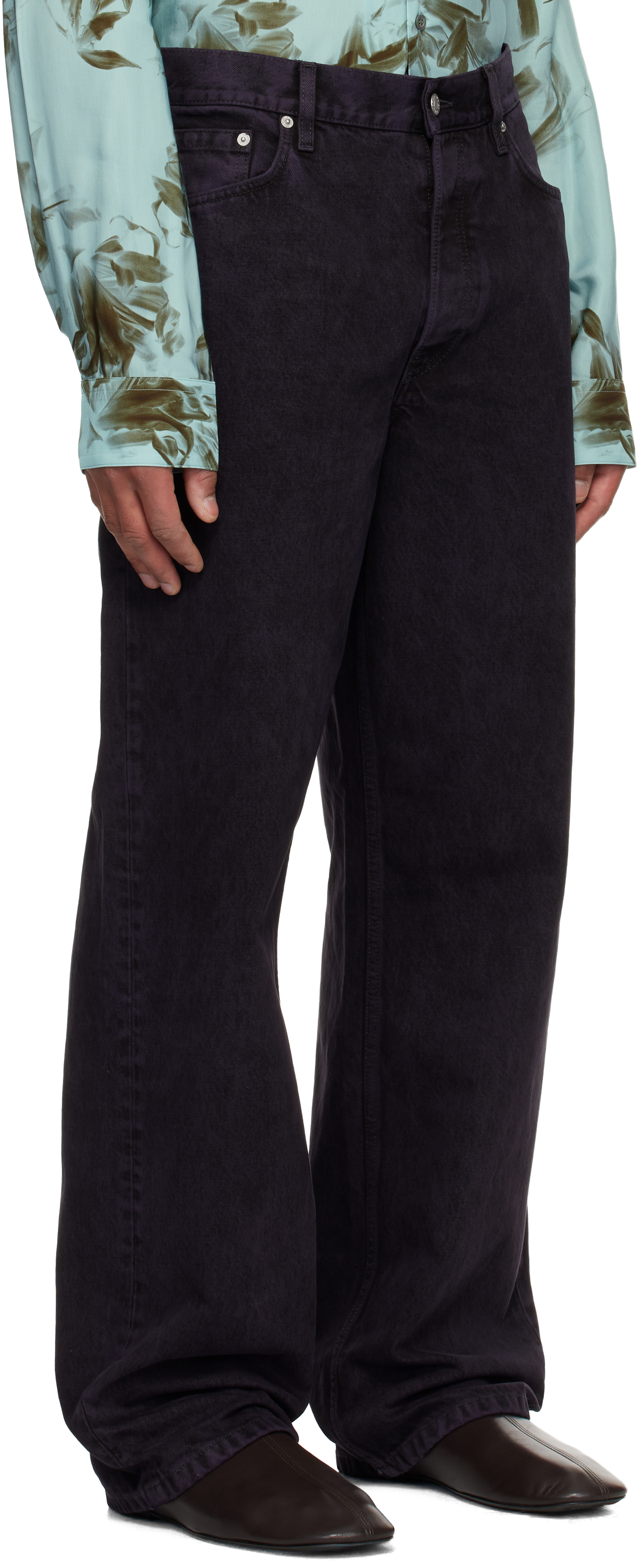 Dries Van Noten Purple Loose Fit Jeans In Black