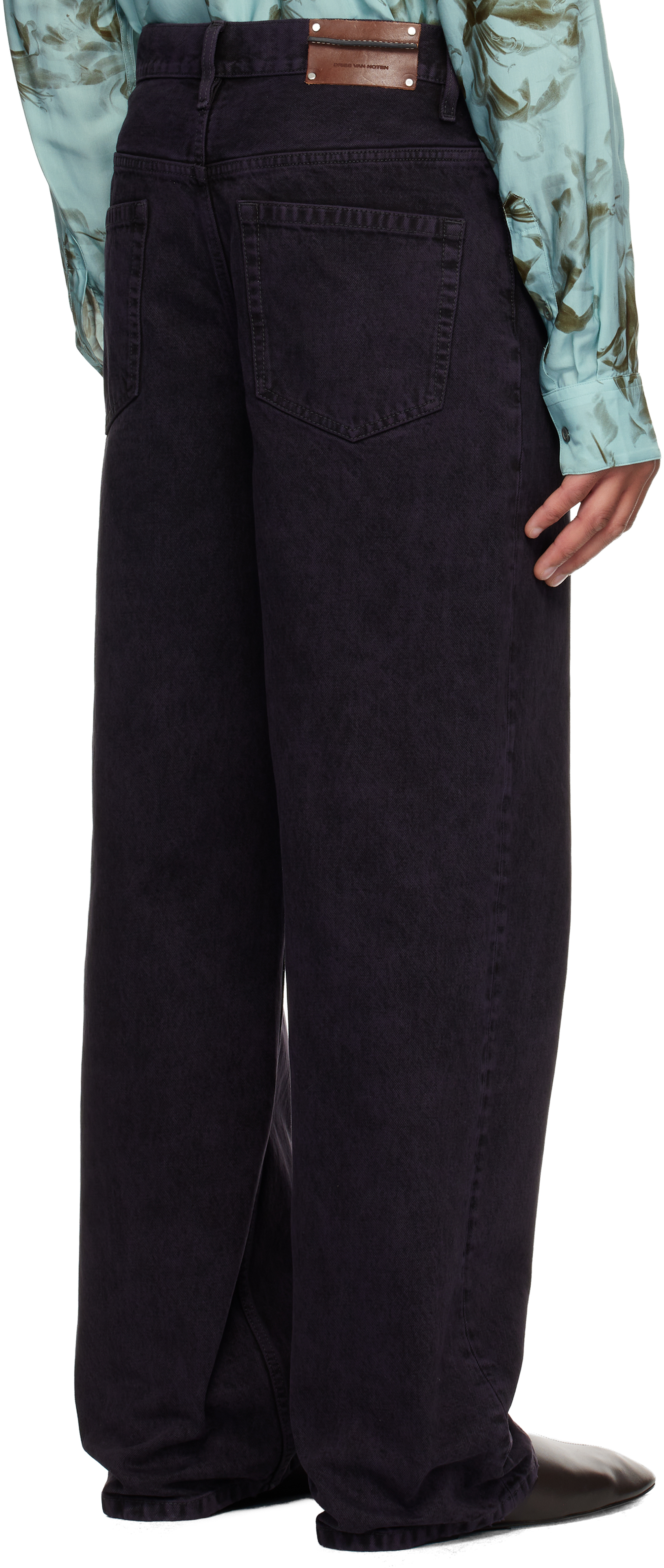 Dries Van Noten Purple Loose Fit Jeans In Black