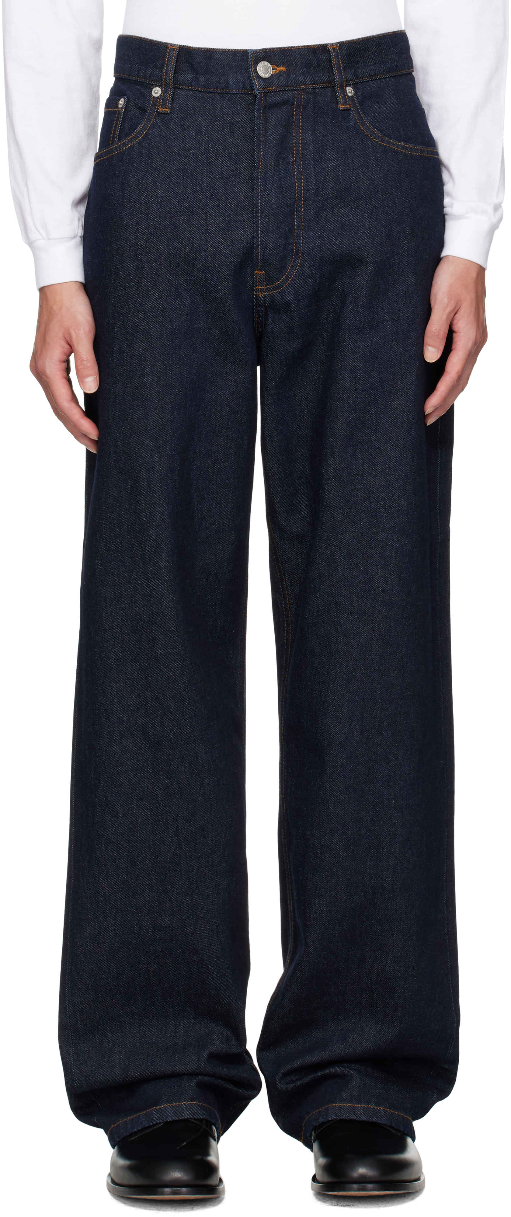Dries Van Noten: ネイビー ルーズフィット ジーンズ | SSENSE 日本