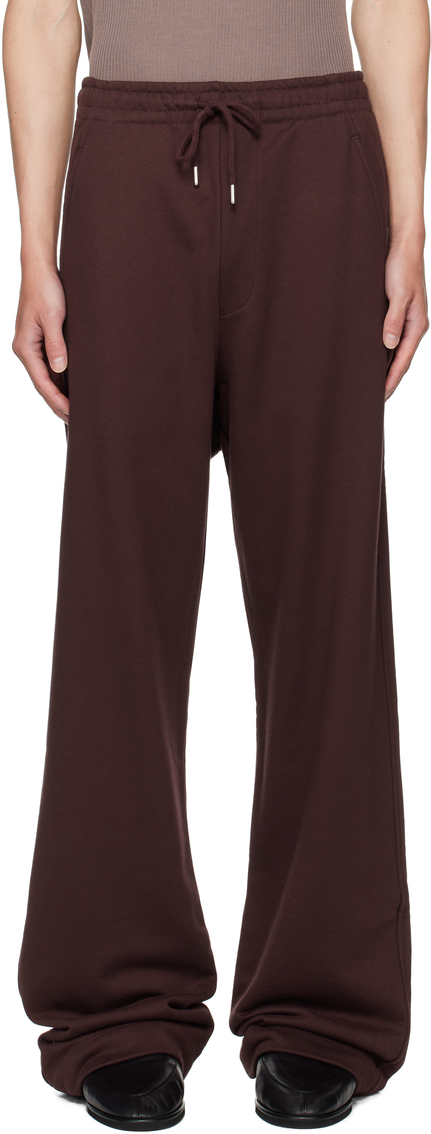 Dries Van Noten Burgundy Drawstring Sweatpants In Black