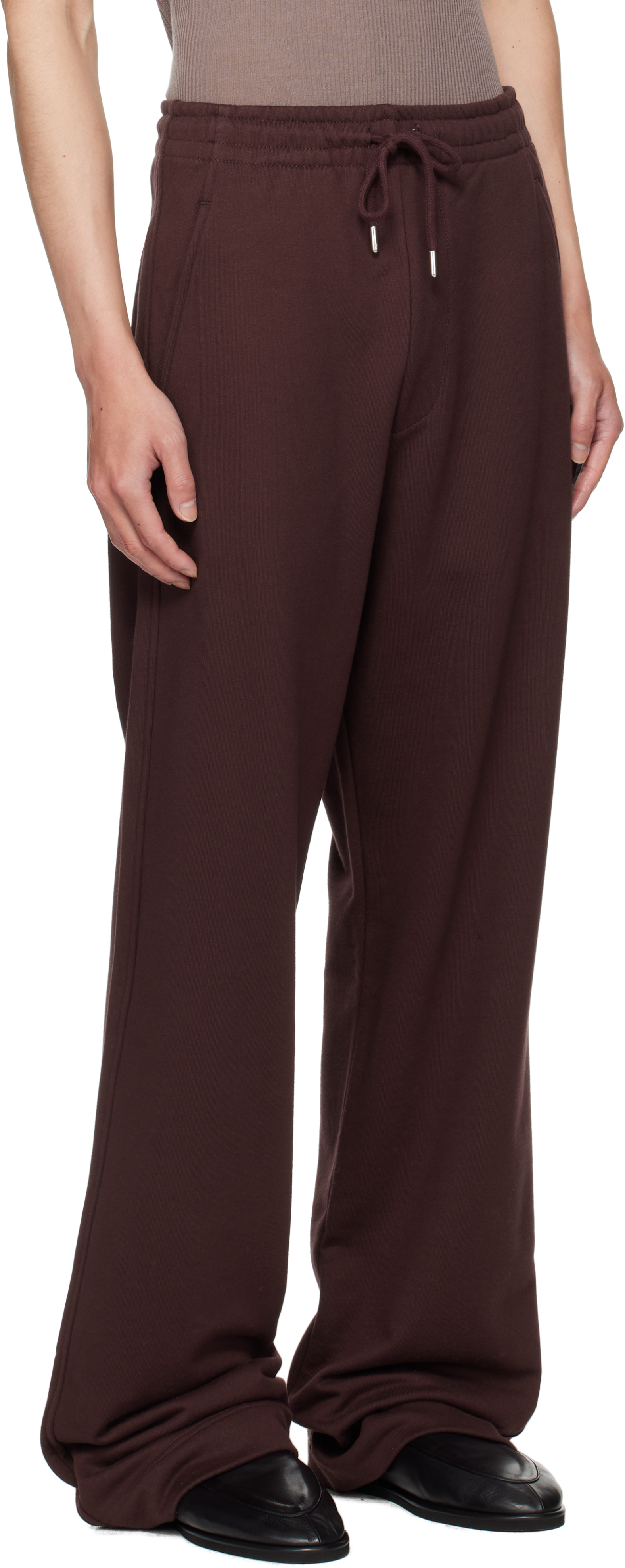Dries Van Noten Burgundy Drawstring Sweatpants In Black