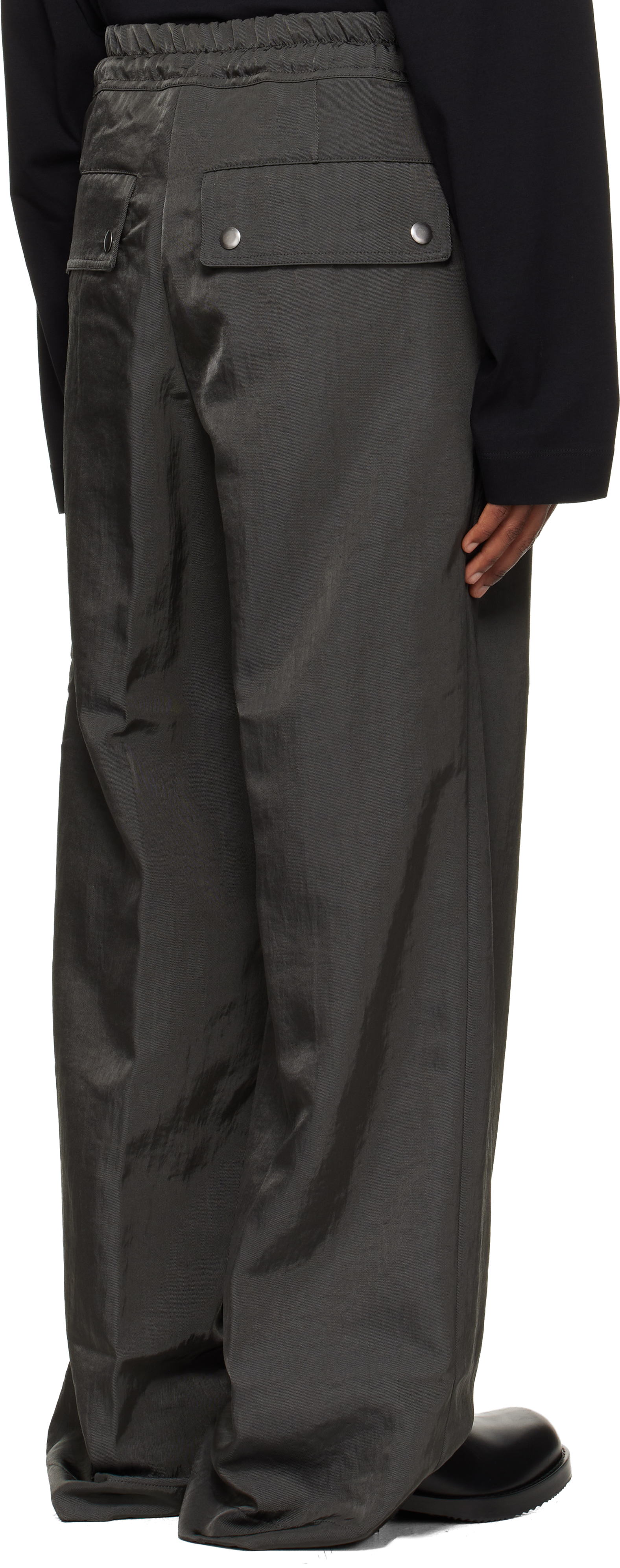 Dries Van Noten Gray Loose Nylon Trousers In Gray