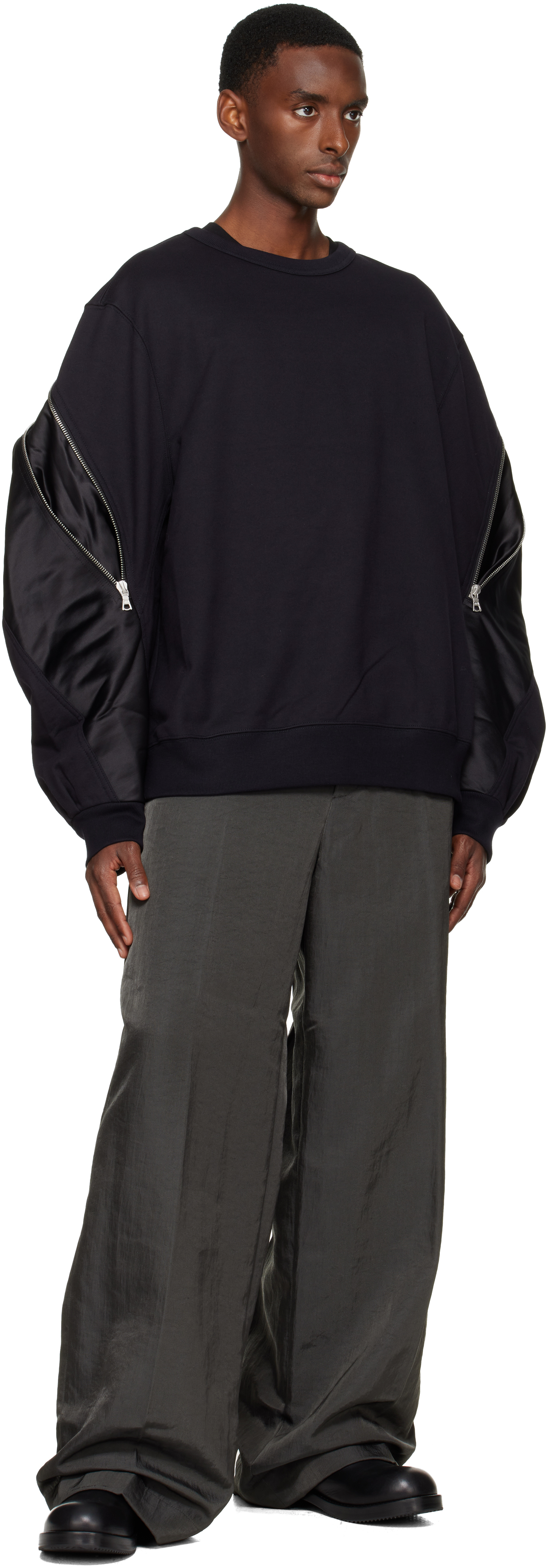 Dries Van Noten Gray Loose Nylon Trousers In Gray