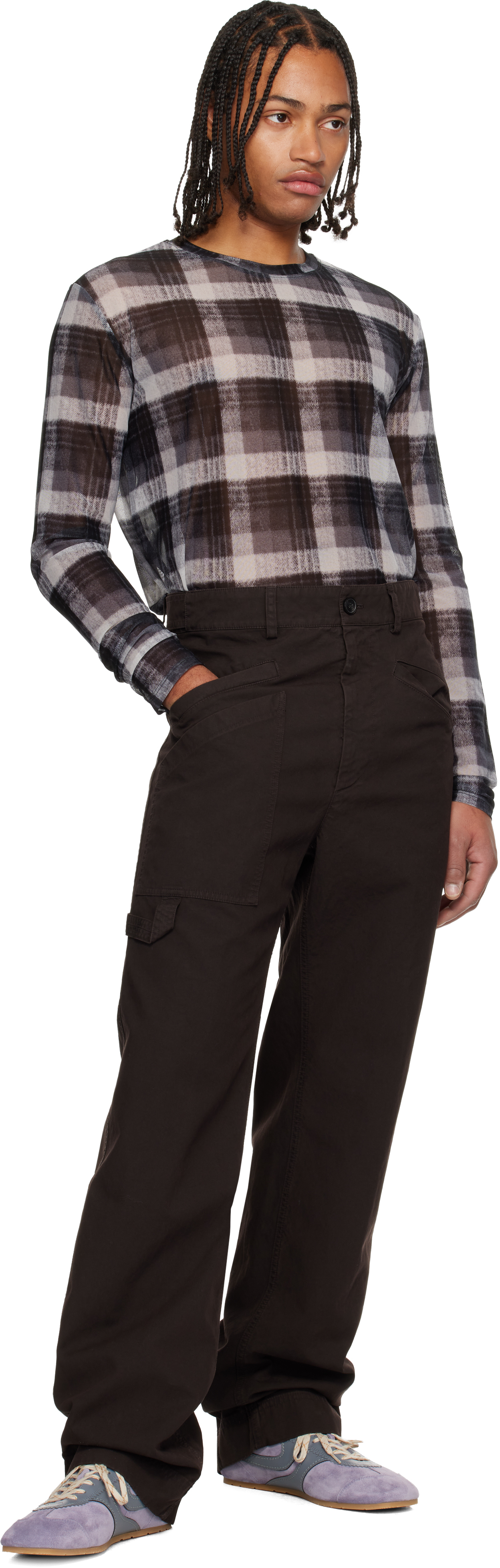 Dries Van Noten Brown Cotton Trousers In Brown