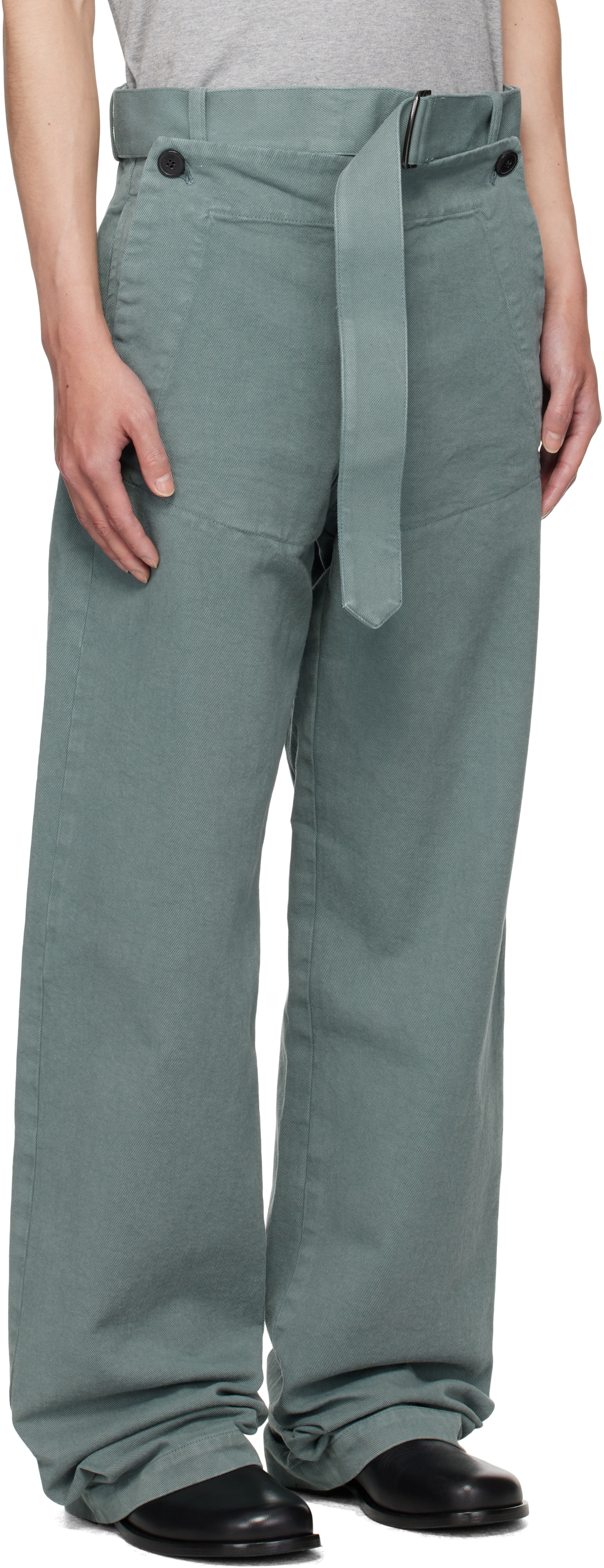 Dries Van Noten Blue Overdyed Sailor Trousers In Blue