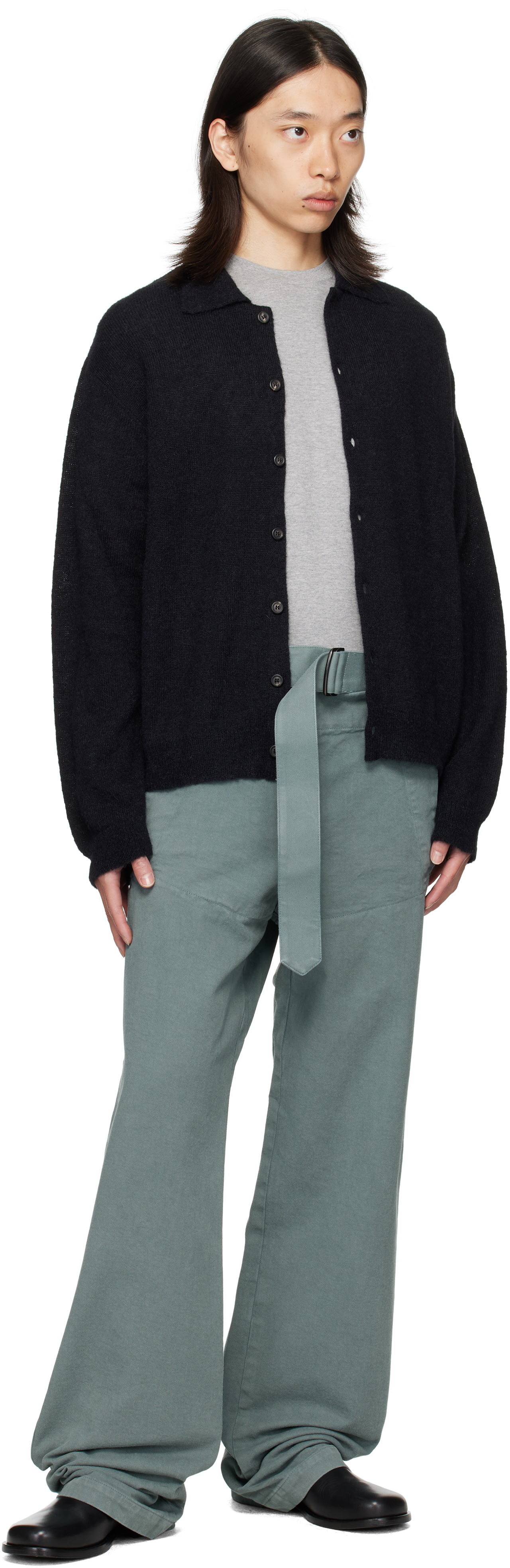 Dries Van Noten Blue Overdyed Sailor Trousers In Blue