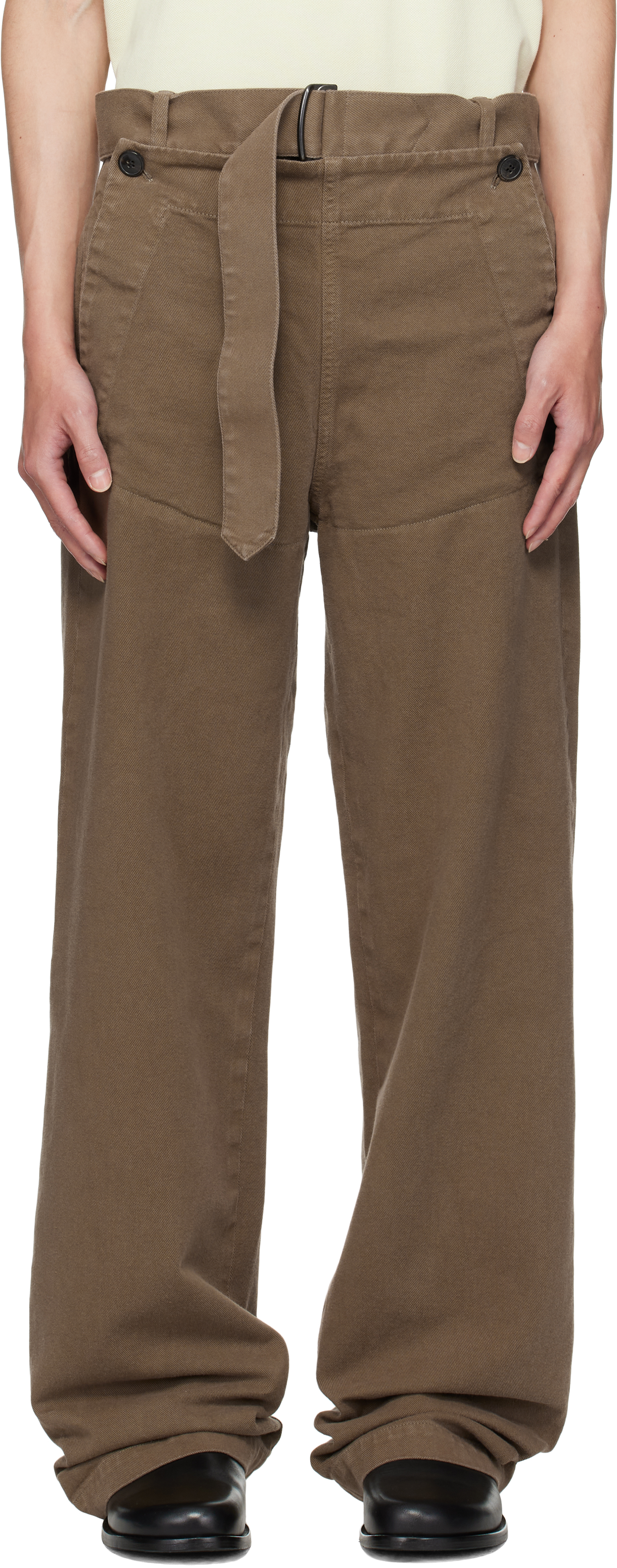 Dries Van Noten Brown Overdyed Sailor Trousers In Brown