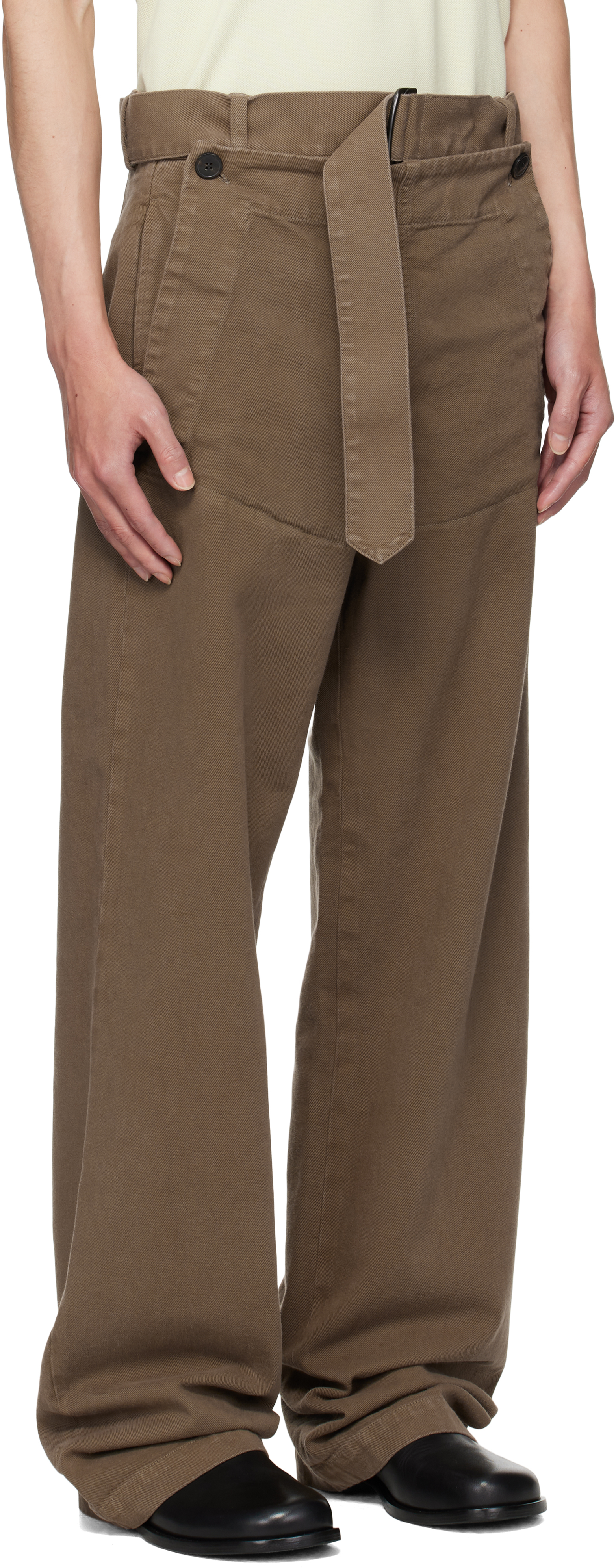Dries Van Noten Brown Overdyed Sailor Trousers In Brown