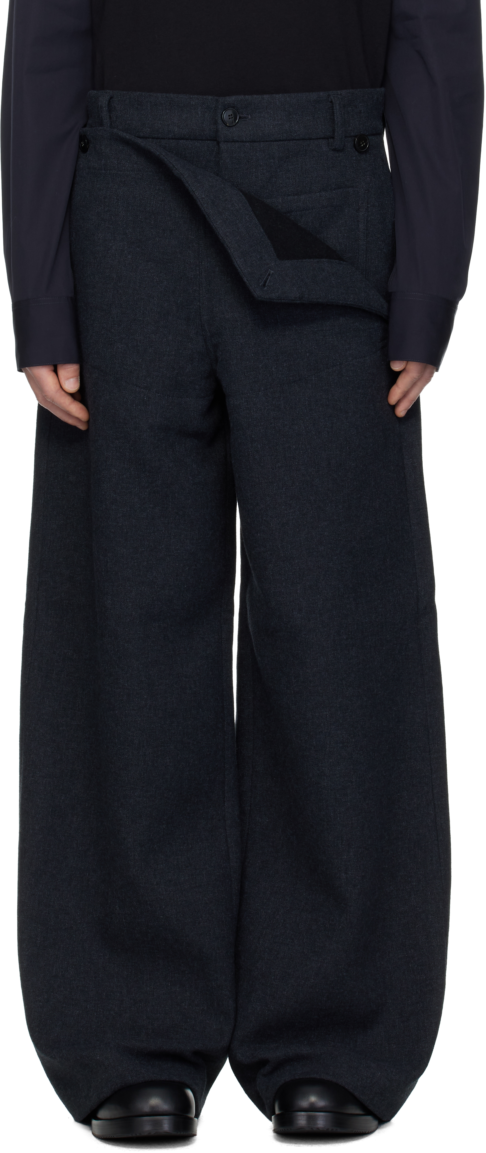 Dries Van Noten Gray Paneled Trousers In Gray